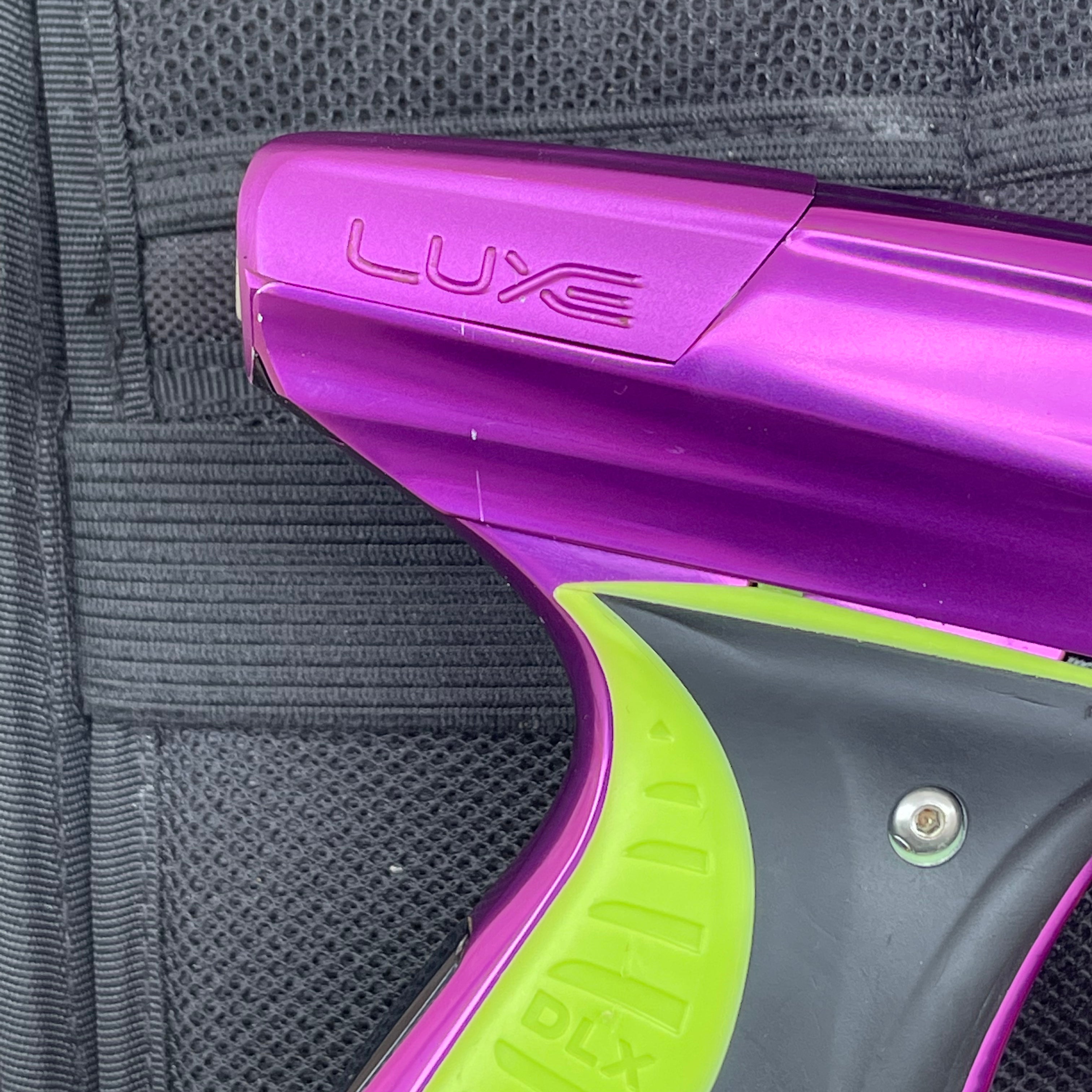 Used DLX Luxe X Paintball Gun - Gloss Purple / Dust Purple w/ Orange Deuce Trigger