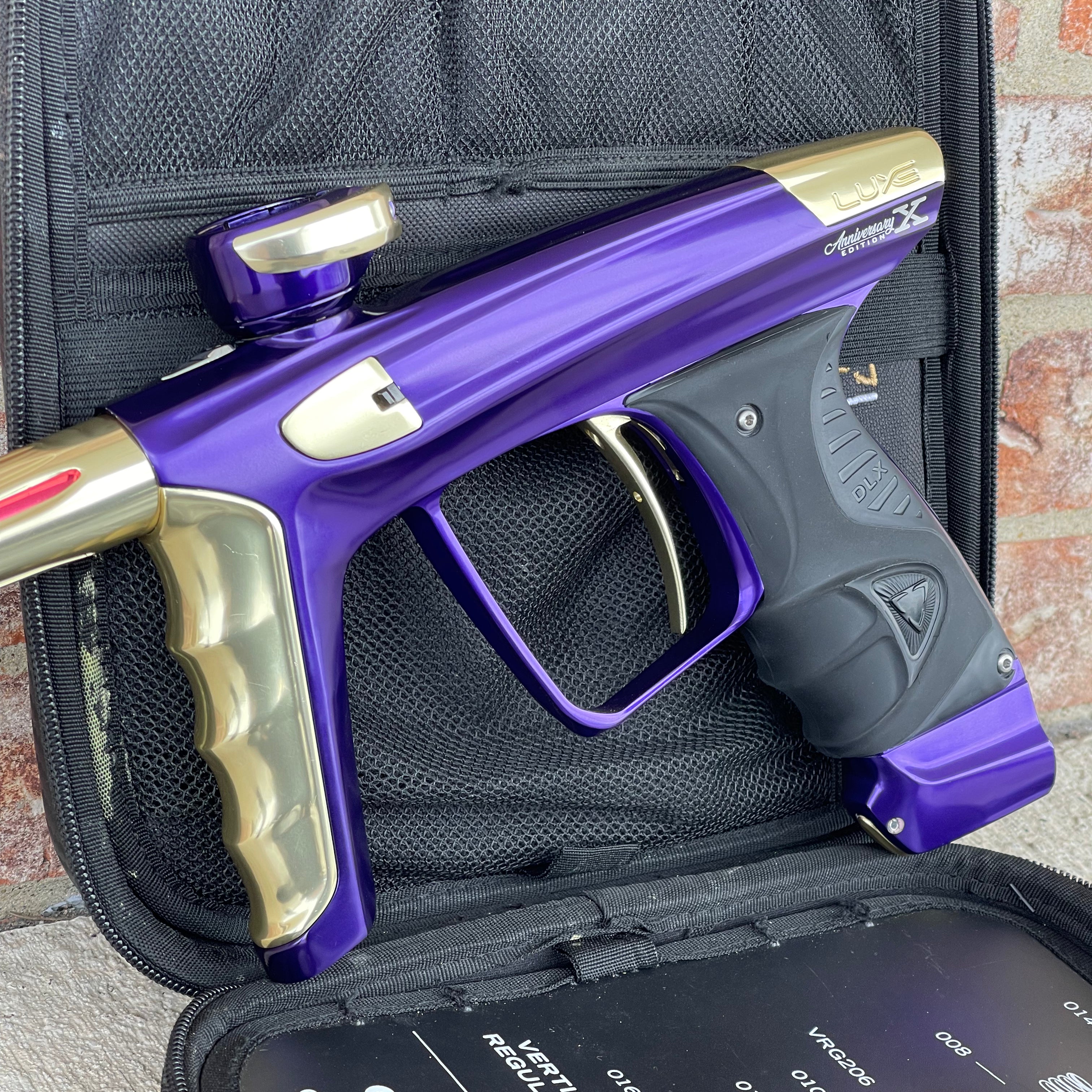 Used DLX Luxe X Paintball Gun - Polished Purple/Polished Gold - Anniversary Edition