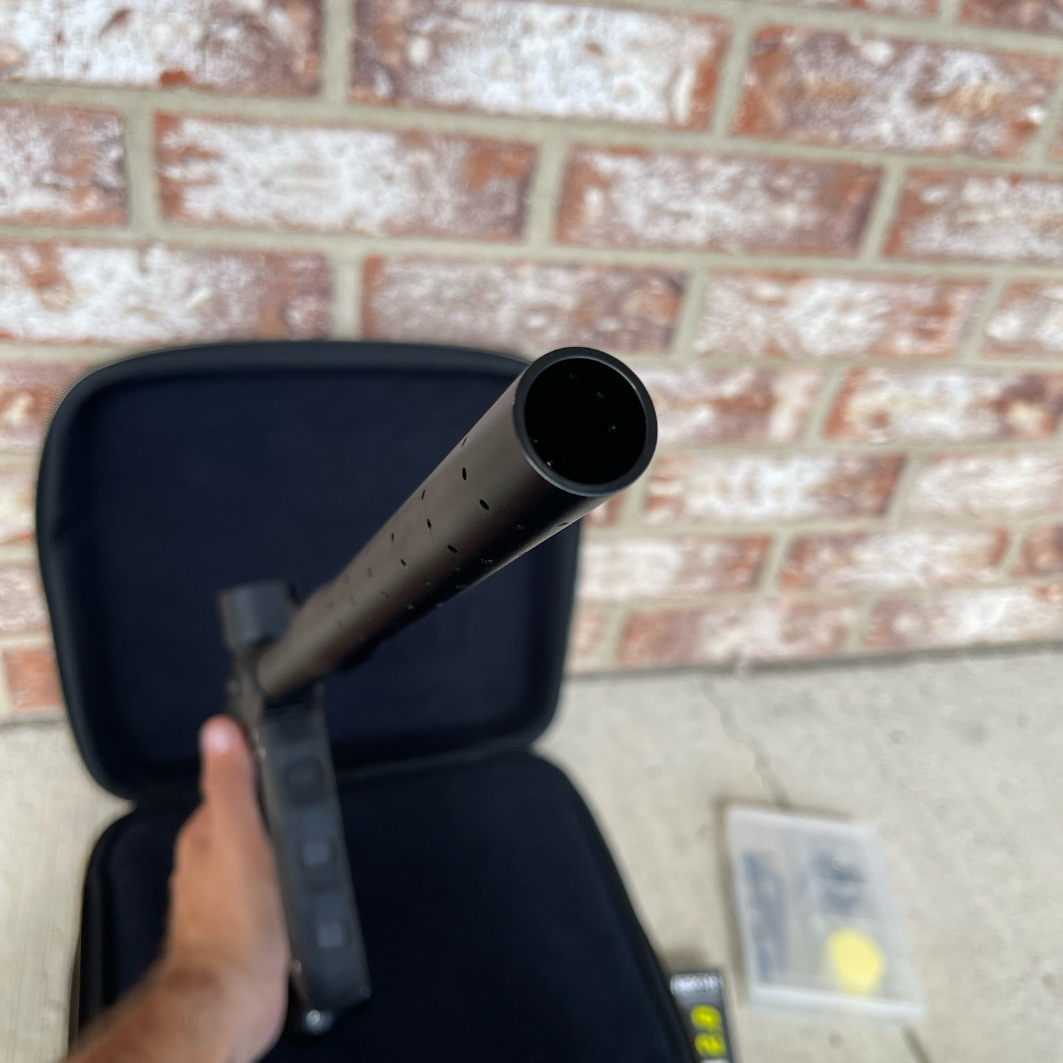 Used Empire Mini GS Paintball Gun - Black w/ 2 Piece Barrel & HK Army Exo 2.0 Marker Case