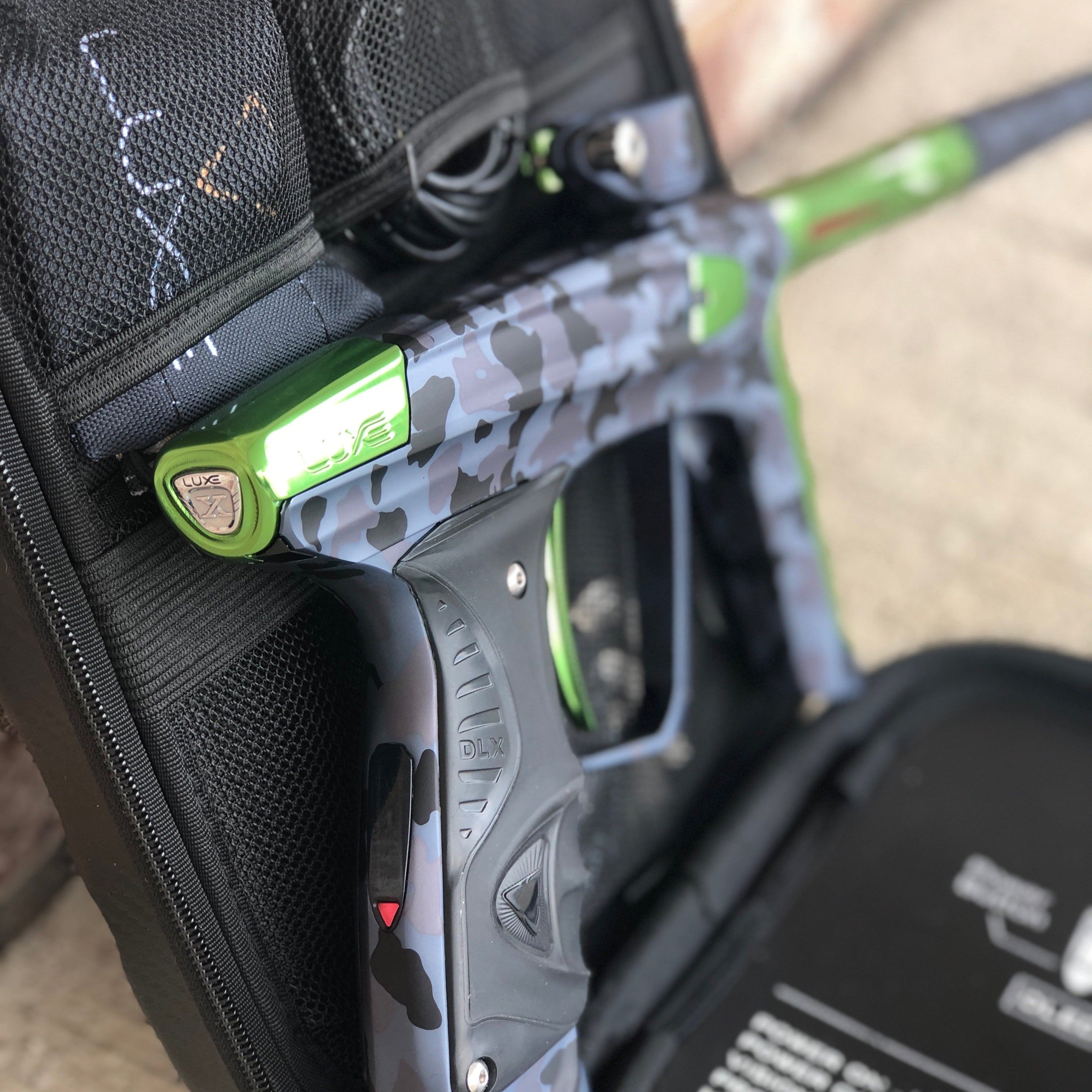 Used DLX Luxe X Paintball Gun - Urban Camo with Lime Accents