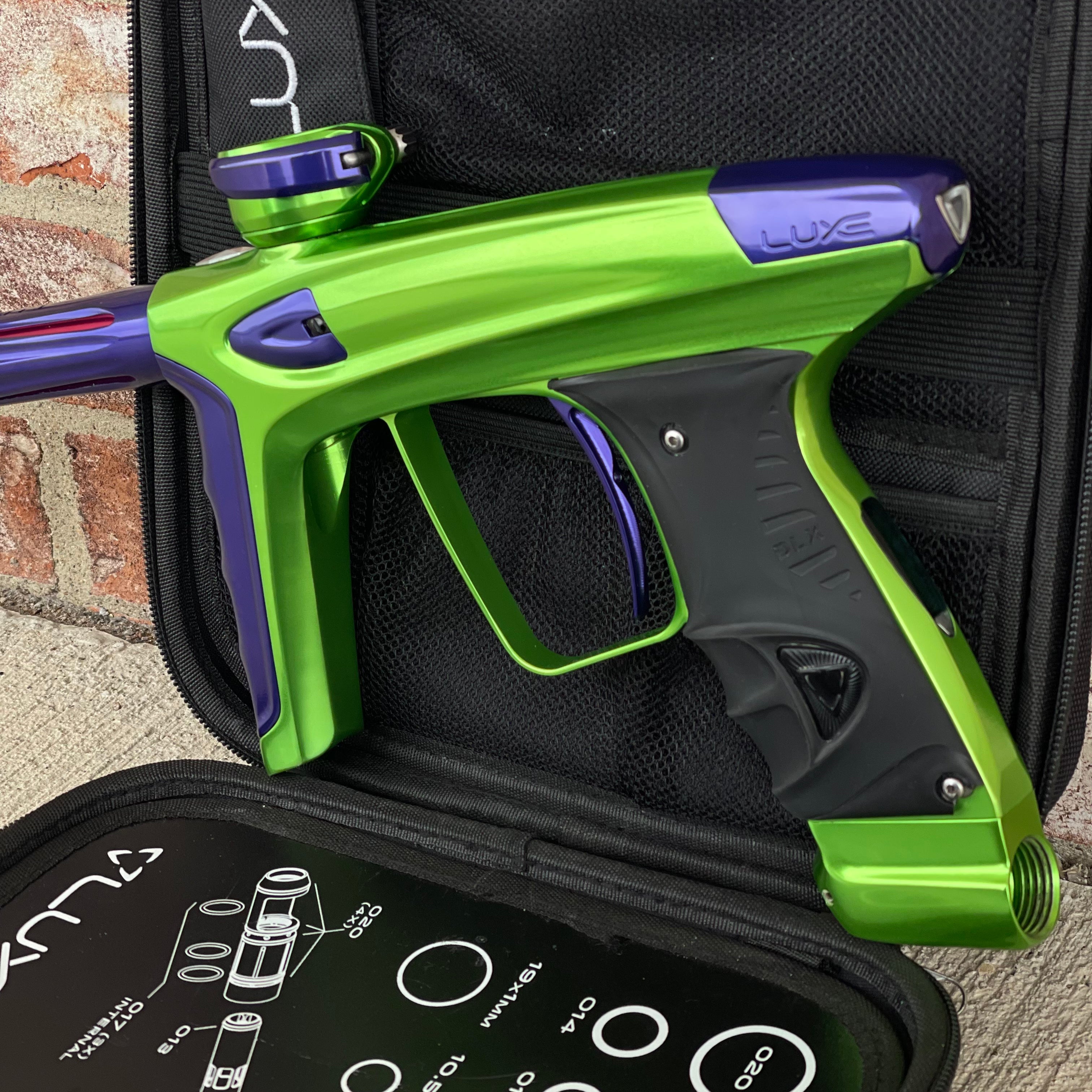 Used DLX Luxe ICE Paintball Gun - Polished Green / Polished Purple
