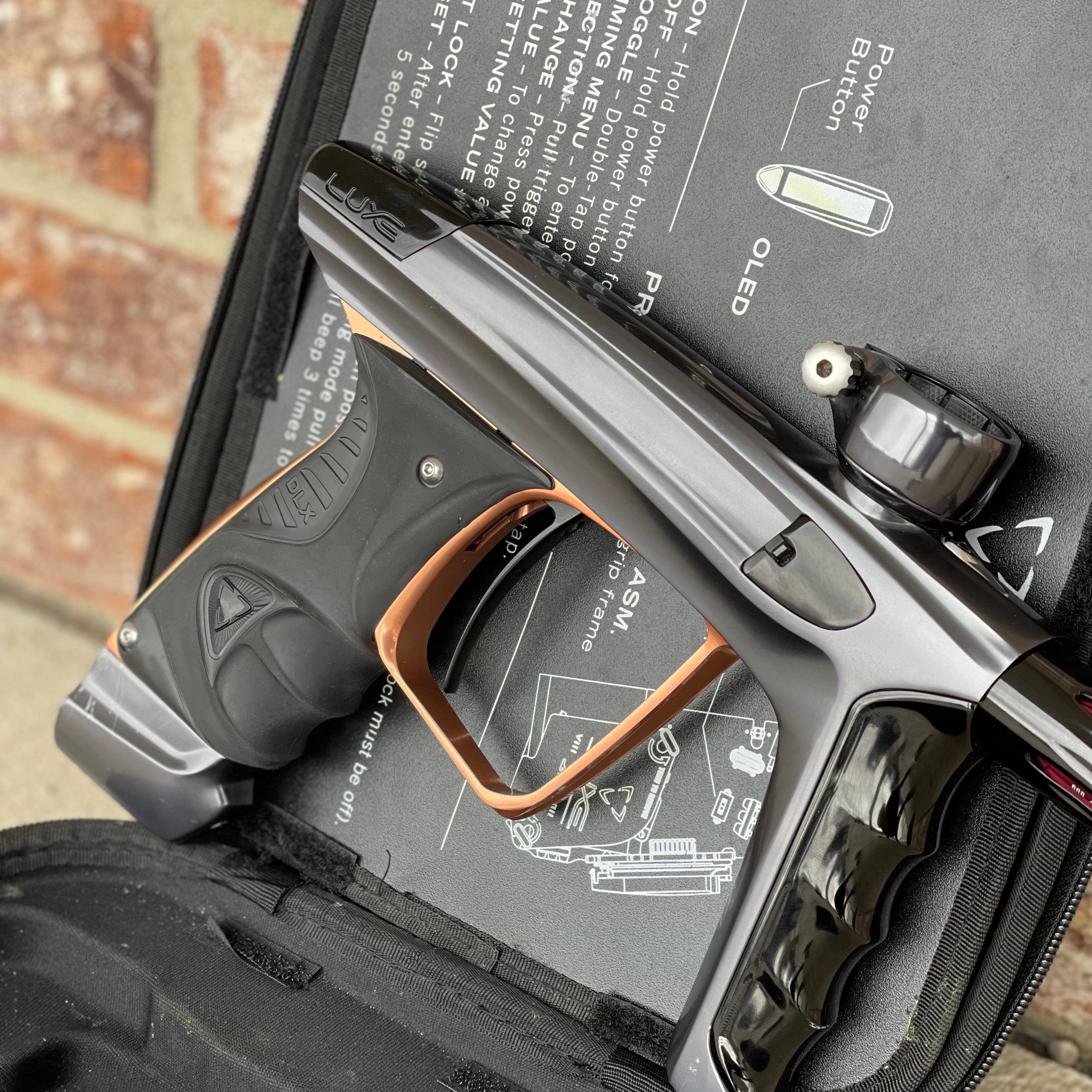Used DLX Luxe X Paintball Gun - Gloss Pewter w/Copper Trigger Frame