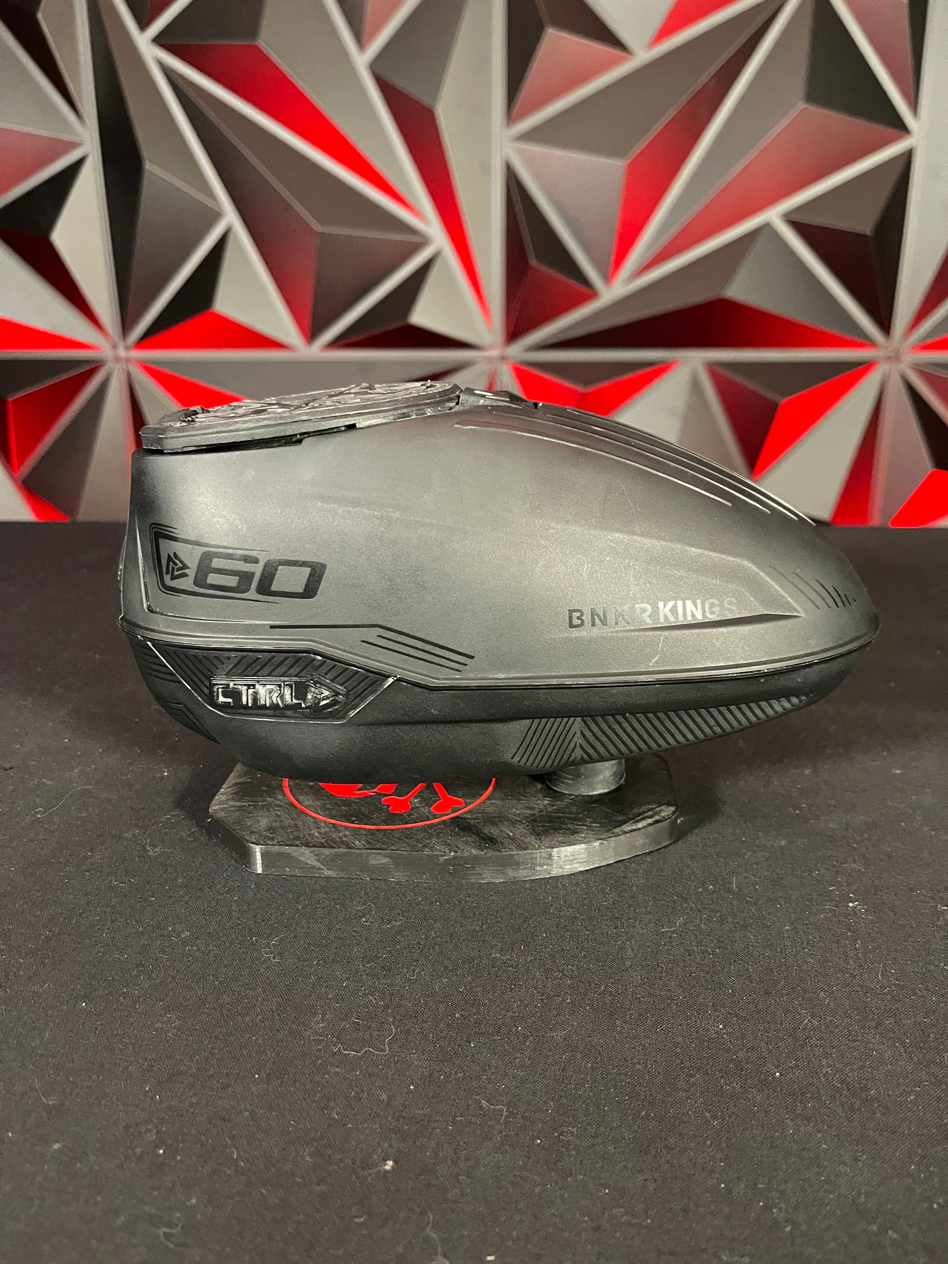 Used Bunker Kings CTRL Paintball Loader - Black w/ 60+ Top Shell and Regular Top Shell