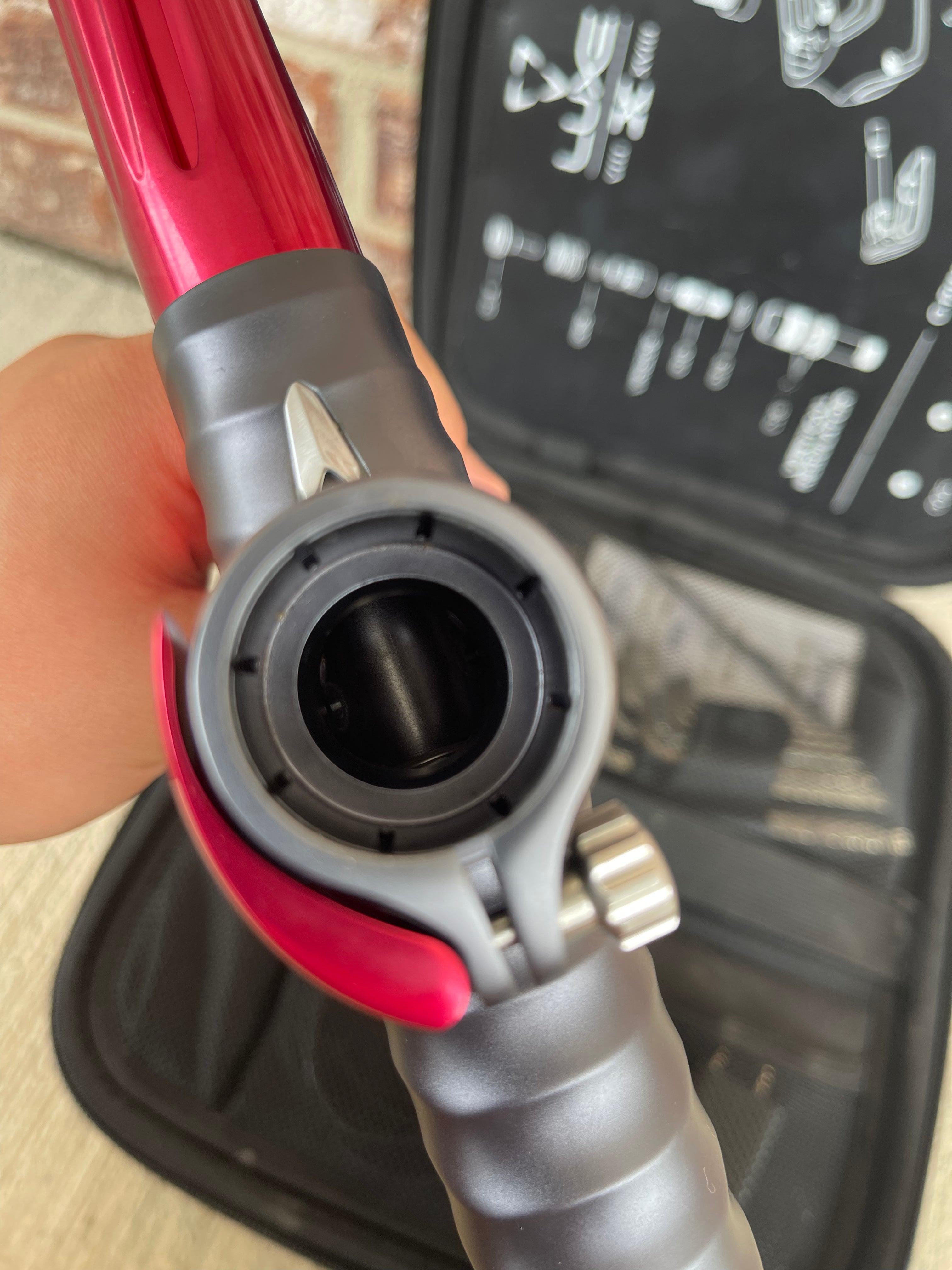 Used DLX HK Army Ripper Luxe X Paintball Gun - Dust Pewter / Gloss Red