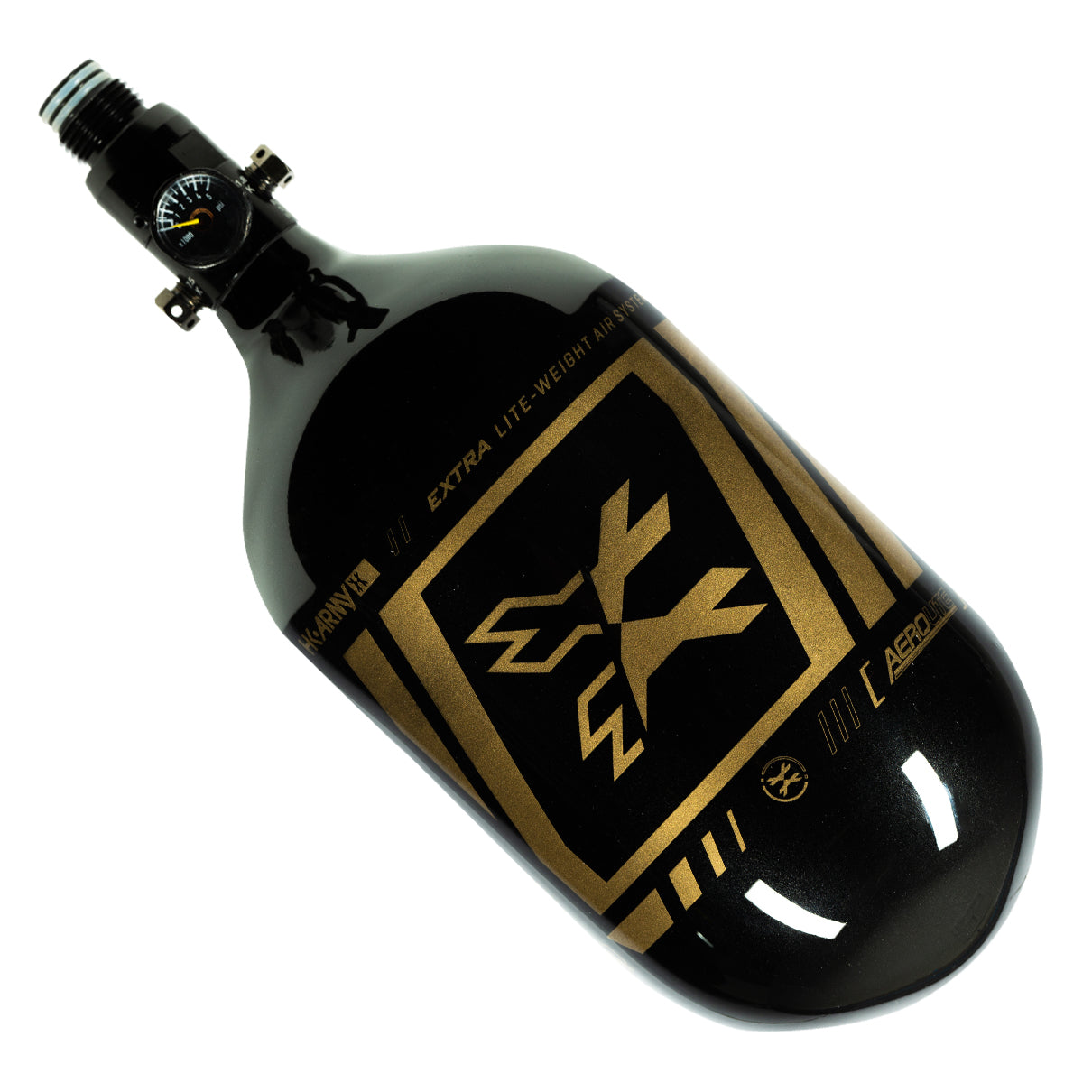 HK Army "Extra Lite" Carbon Fiber Tank - Standard Reg - Slash - 68/4500 PSI - Metallic Black/Gold