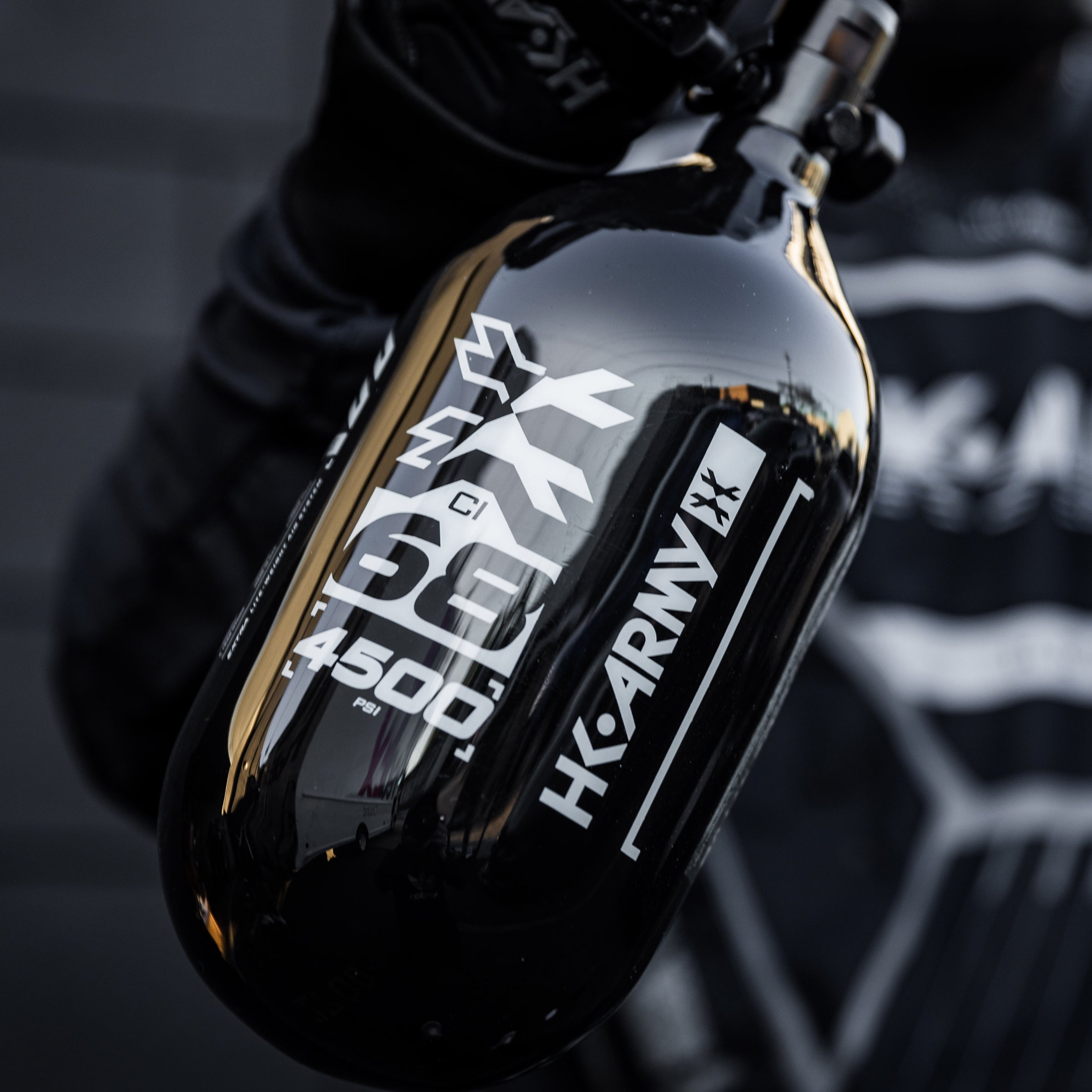 HK Army "Extra Lite" Carbon Fiber Tank - Standard Reg - RUSH - 68/4500 PSI - Black/Silver