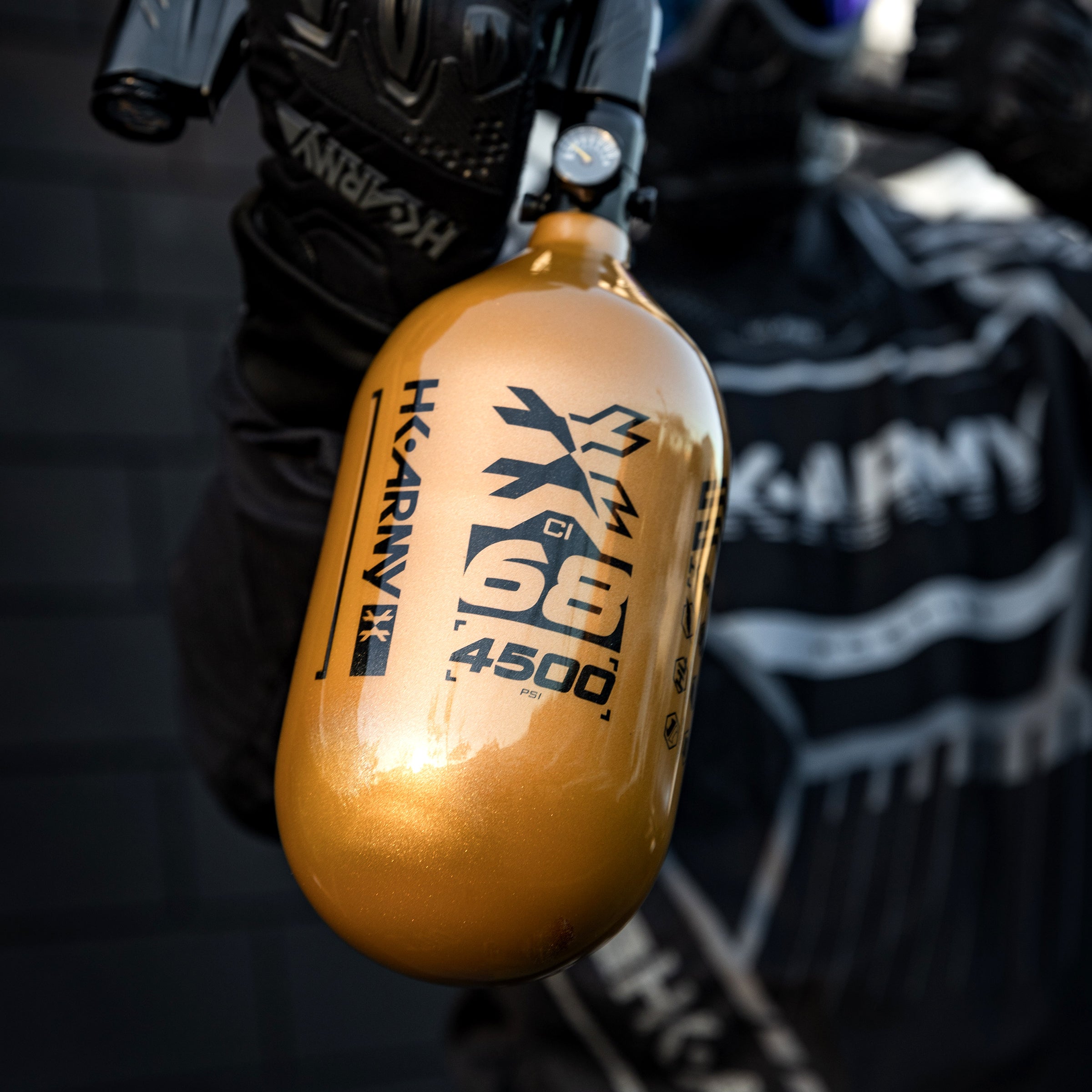 HK Army "Extra Lite" Carbon Fiber Tank - Standard Reg - RUSH - 68/4500 PSI - Gold/Black