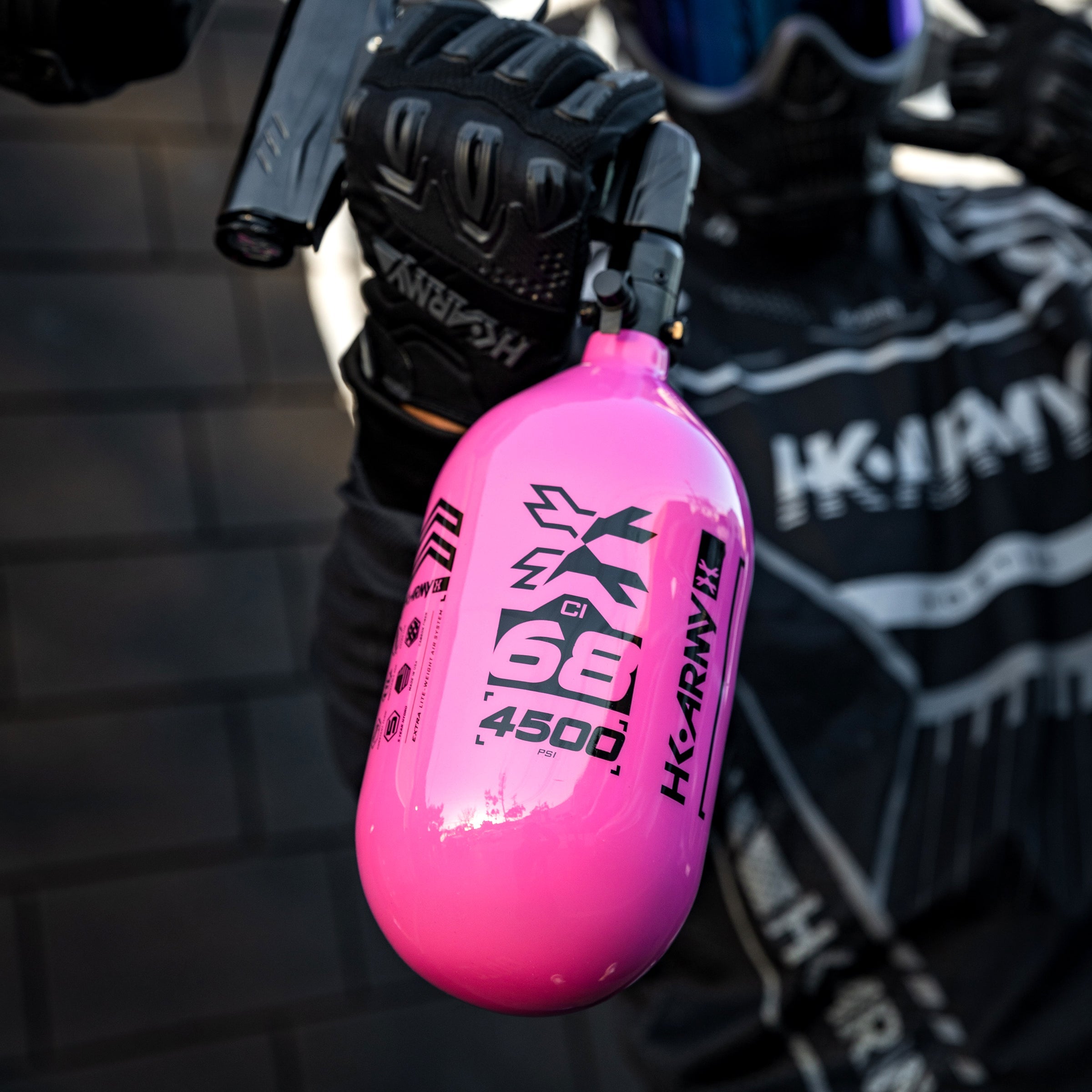 HK Army "Extra Lite" Carbon Fiber Tank - Standard Reg - RUSH - 68/4500 PSI - Neon Pink/Black