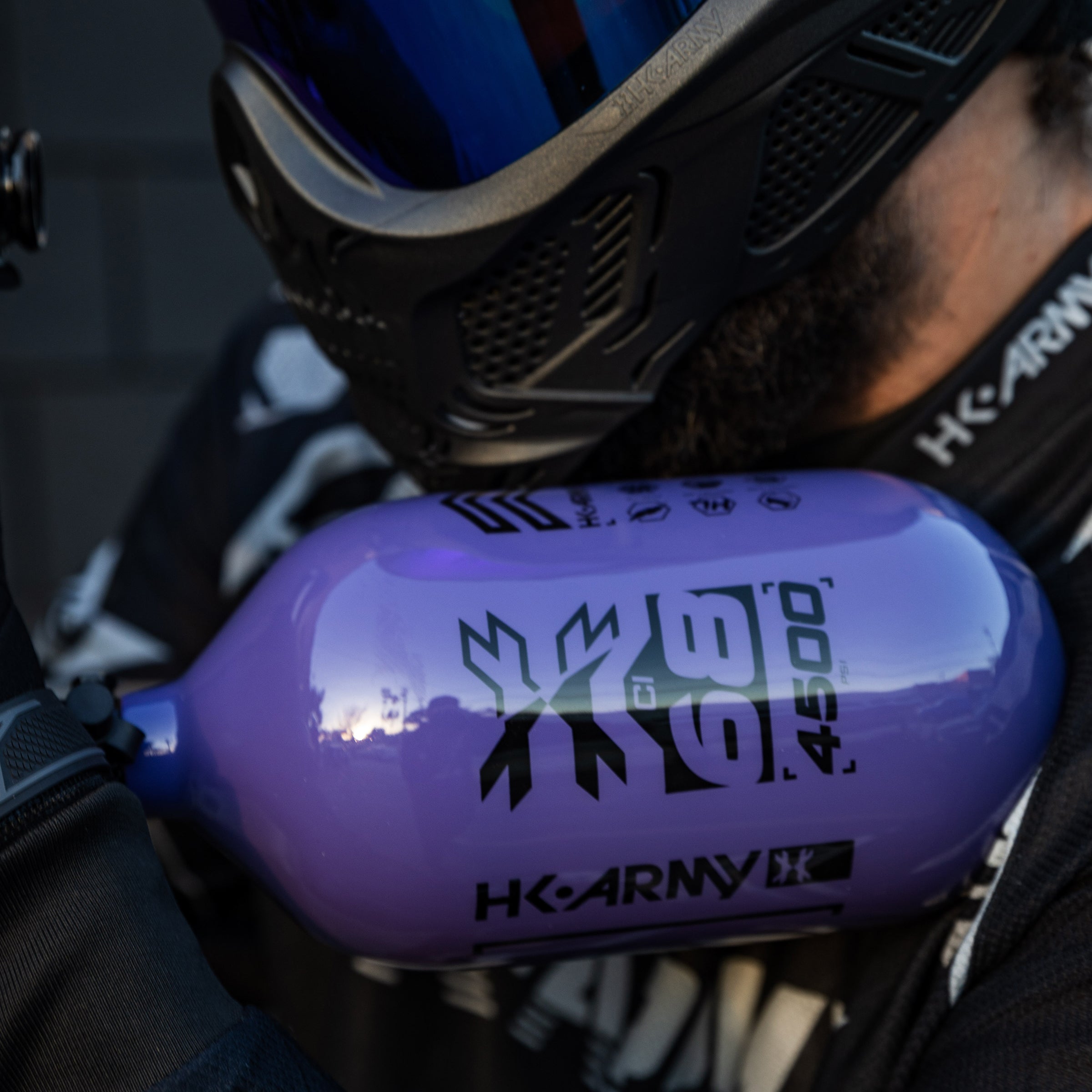 HK Army "Extra Lite" Carbon Fiber Tank - Standard Reg - RUSH - 68/4500 PSI - Purple/Black