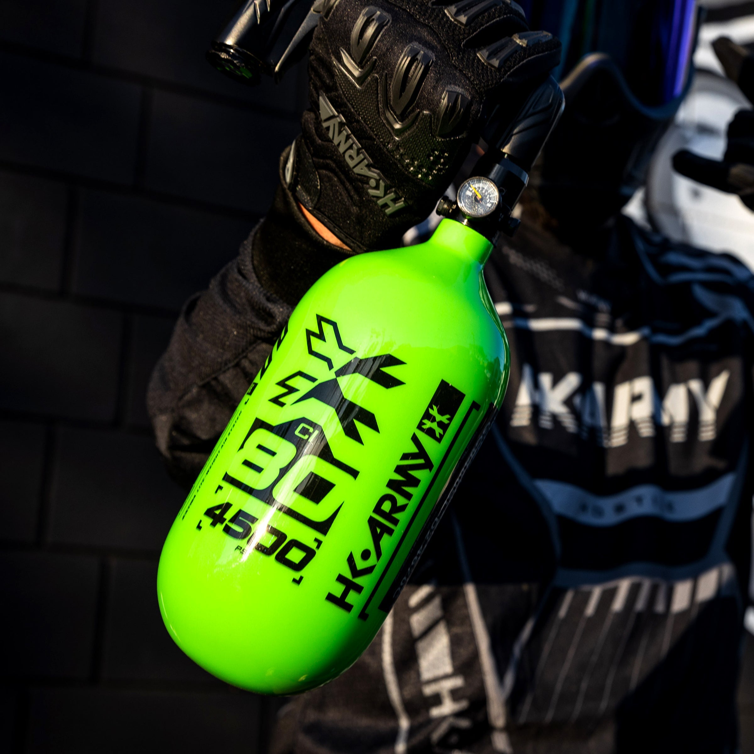 HK Army "Extra Lite" Carbon Fiber Tank - Standard Reg - RUSH - 80/4500 PSI - Neon Green/Black