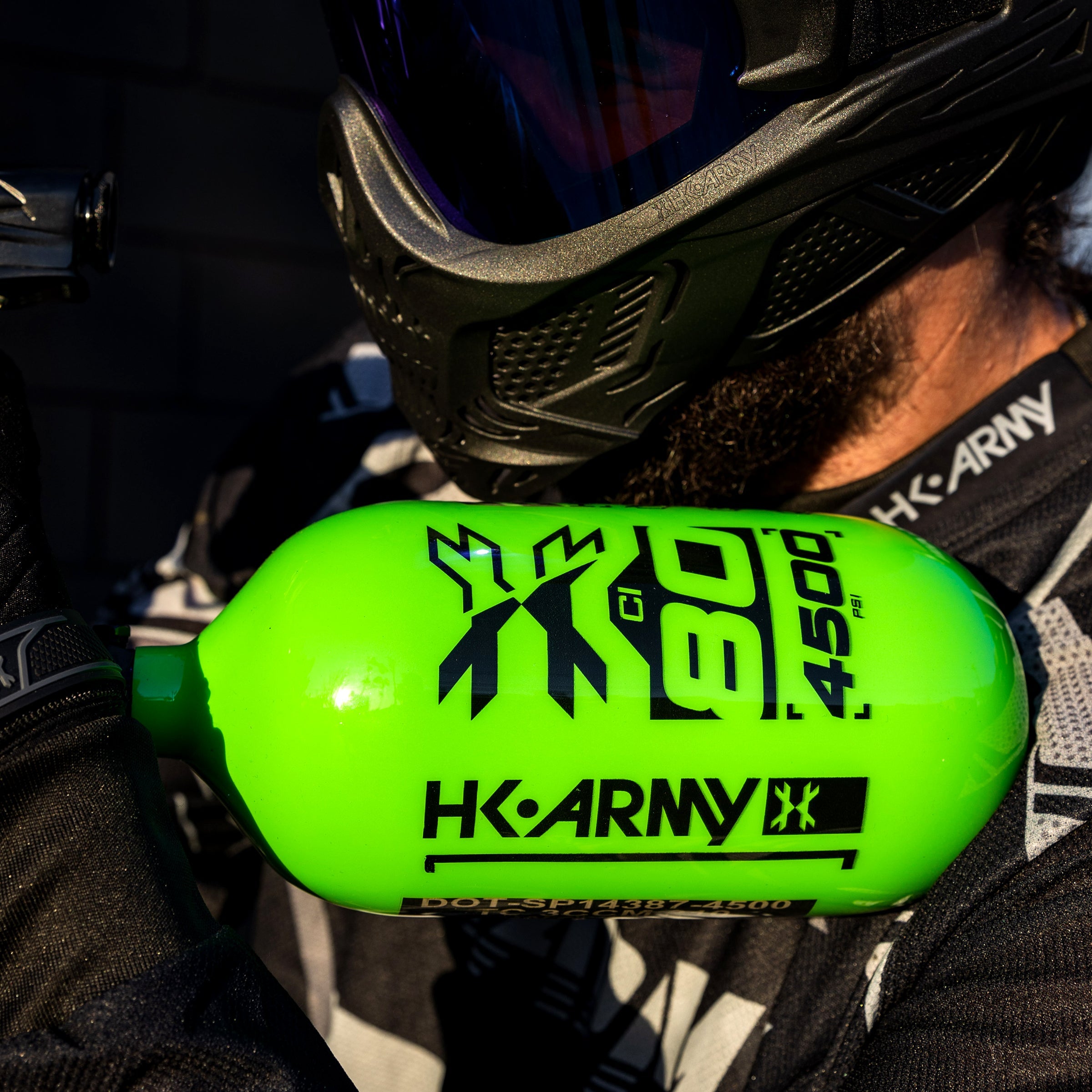 HK Army "Extra Lite" Carbon Fiber Tank - Standard Reg - RUSH - 80/4500 PSI - Neon Green/Black