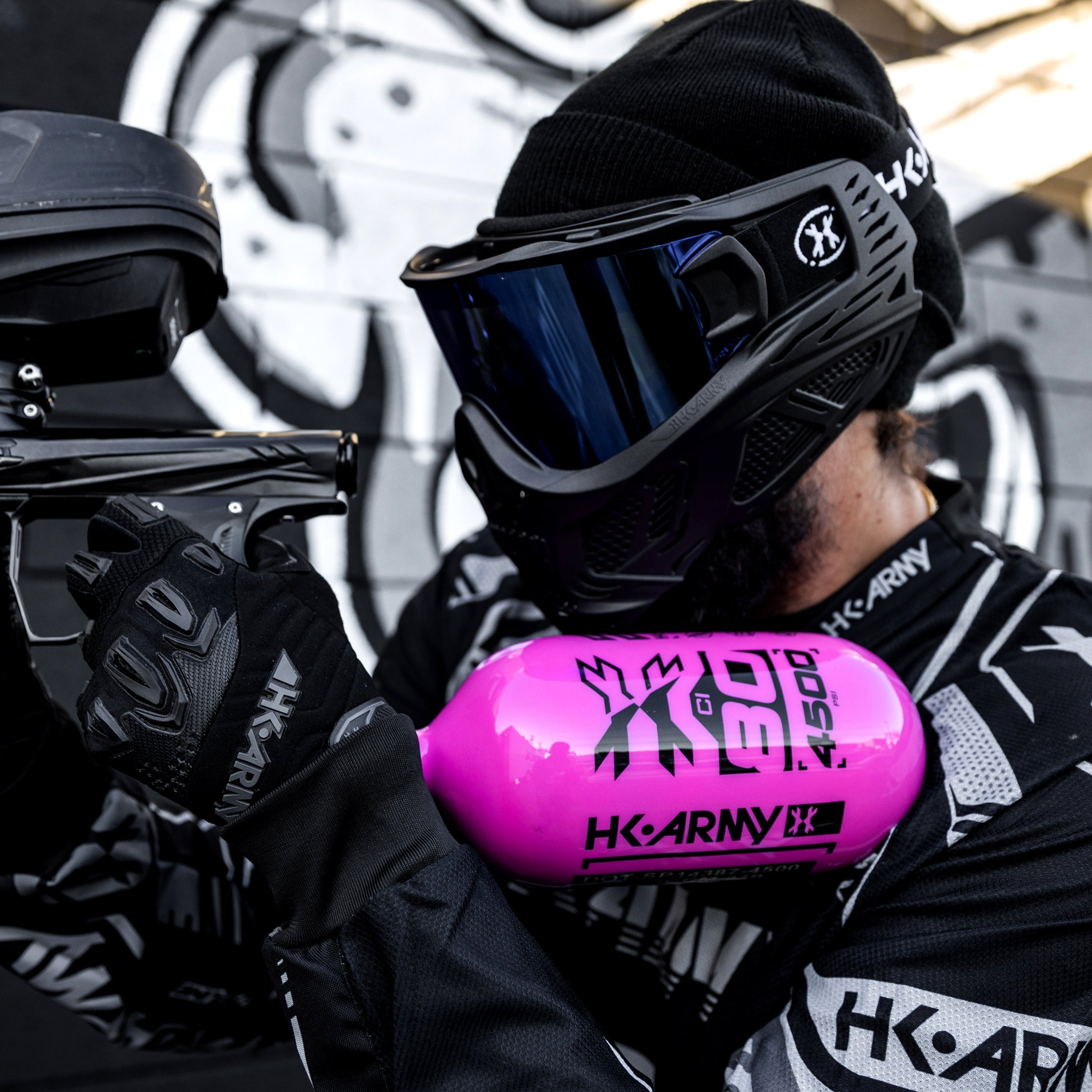 HK Army "Extra Lite" Carbon Fiber Tank - Standard Reg - RUSH - 80/4500 PSI - Neon Pink/Black