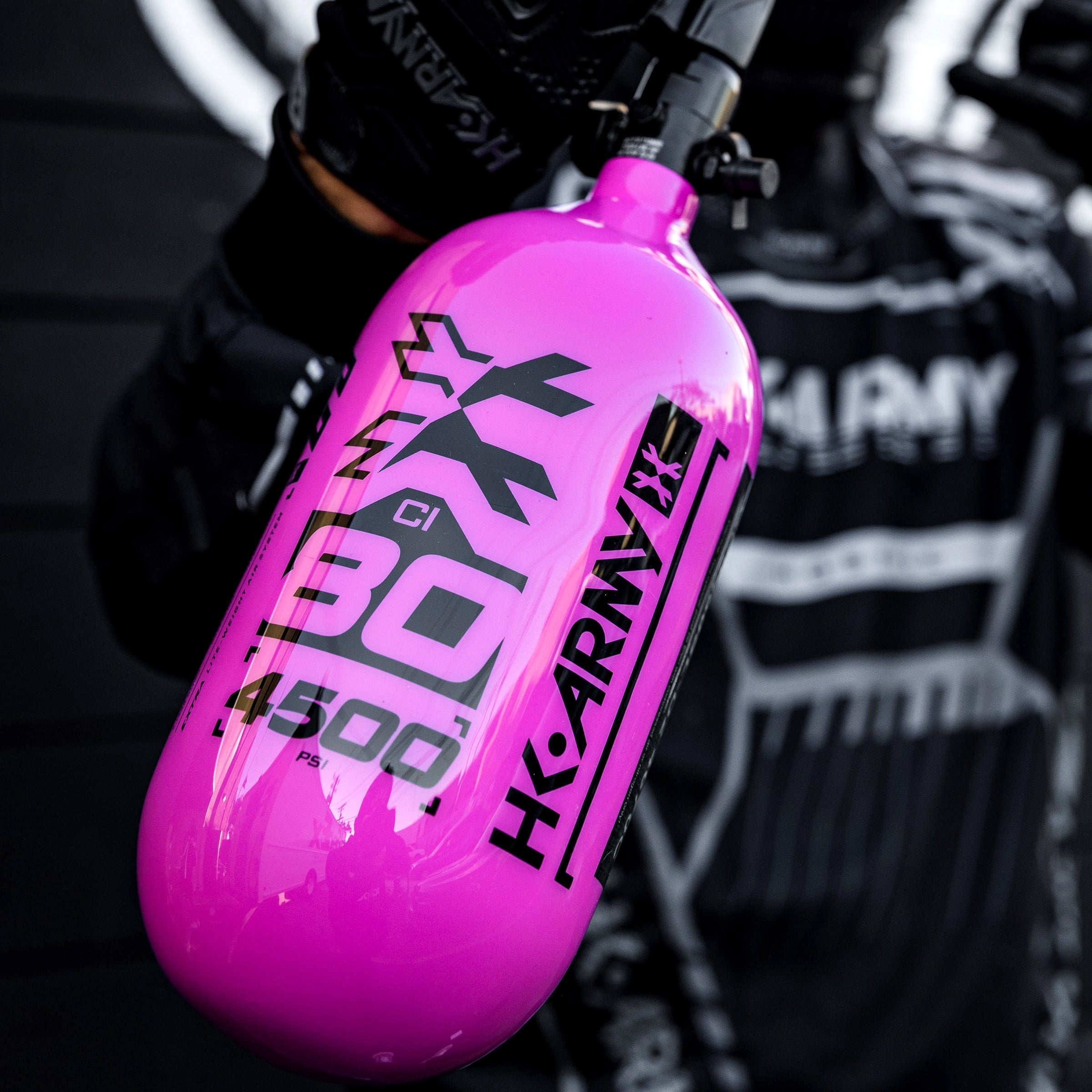 HK Army "Extra Lite" Carbon Fiber Tank - Standard Reg - RUSH - 80/4500 PSI - Neon Pink/Black