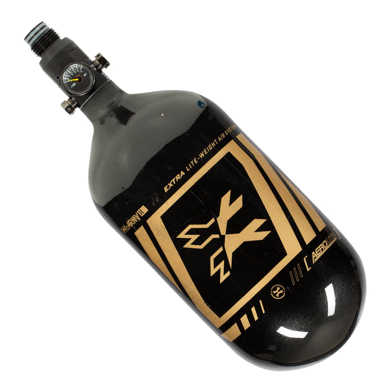 HK Army "Extra Lite" Carbon Fiber Tank - Standard Reg - Slash - 80/4500 PSI - Metallic Black/Gold