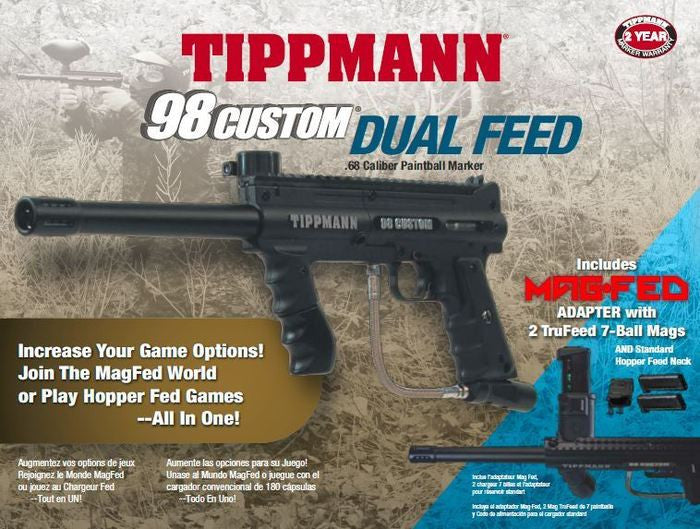 Tippmann 98 Custom PS Dual Feed Mag Fed Hopper Fed Value Pack - Black