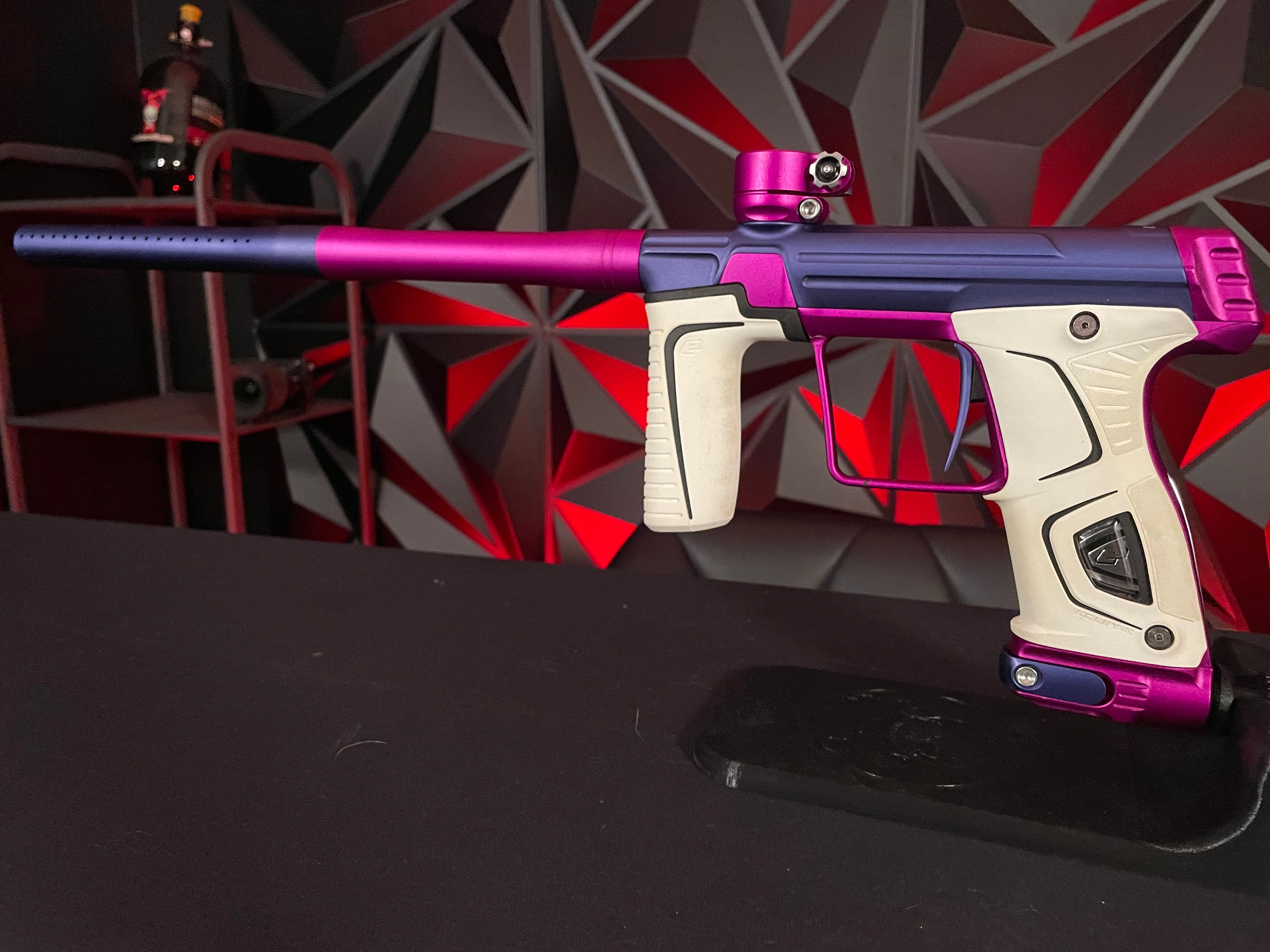 Used Planet Eclipse 170r Paintball Gun - Blue/Purple w/ Infamous Deuce Trigger & White Grip Kit