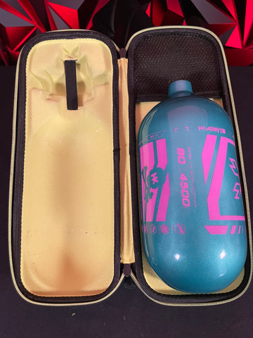 Used HK Army "Aero Lite" Extra Lite 80/4500 Paintball Tank - Teal/Pink *BOTTLE ONLY* w/Infamous Tank Case