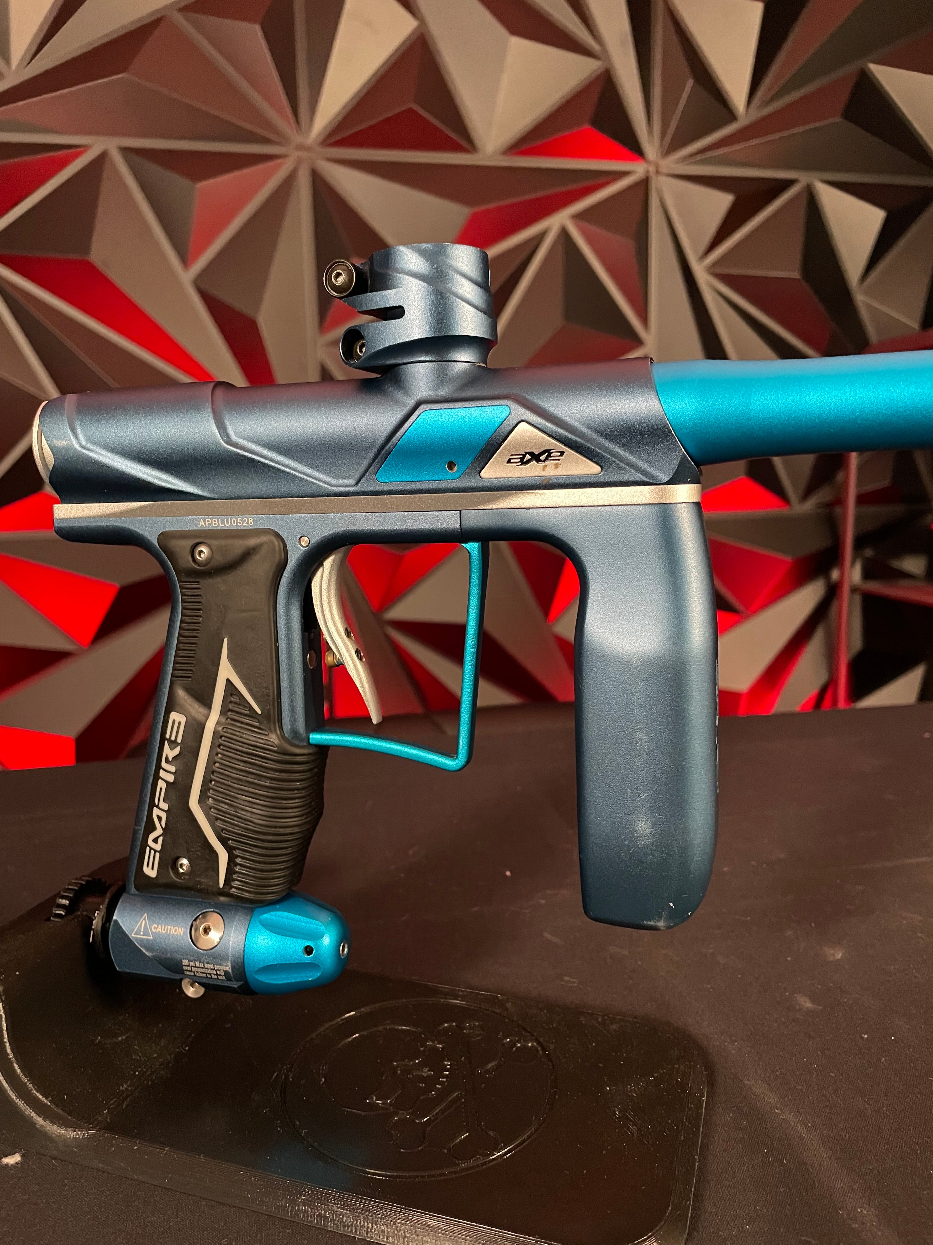 Used Empire Axe Pro Paintball Gun - Blue/Silver w/ Redline Board