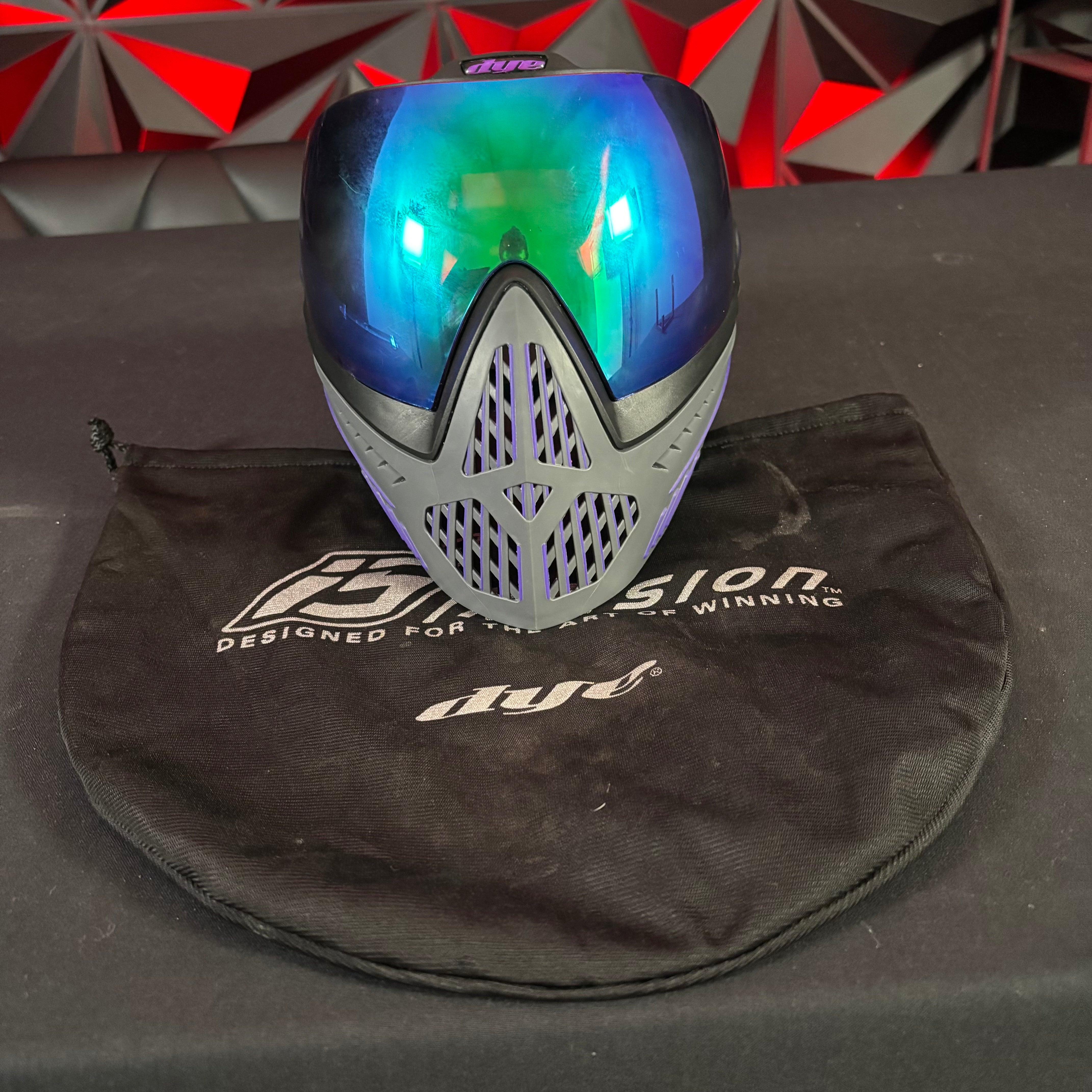 Used Dye i5 Paintball Mask - Purple w/ soft goggle bag