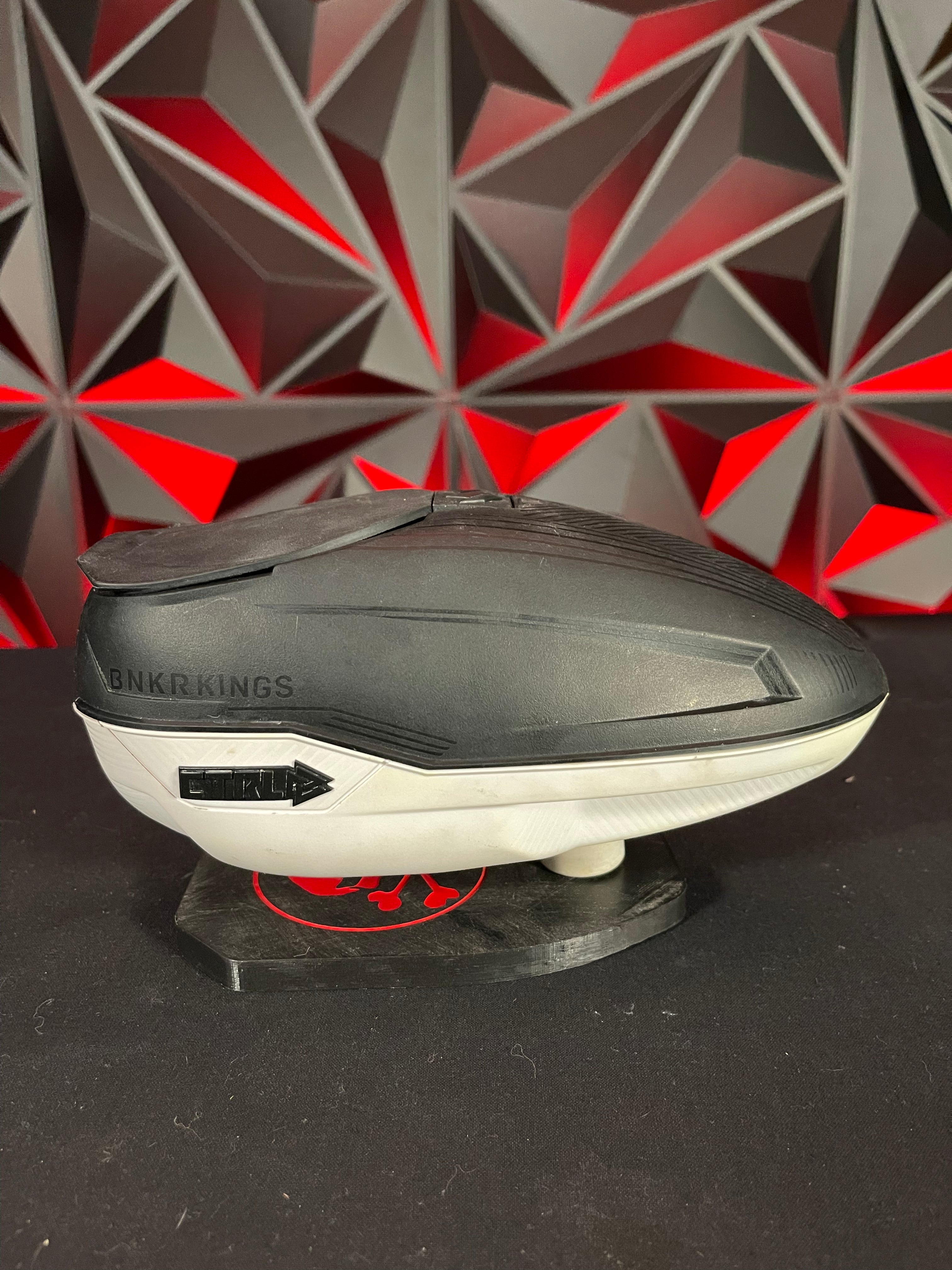 Used Bunker Kings CTRL Paintball Loader White/Black w/ Rain Lid