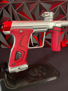 Used Planet Eclipse Gtek 170r Paintball Marker - Silver w/ Red Infamous Back Cap, Red Grip Kit, Red Barrel tip