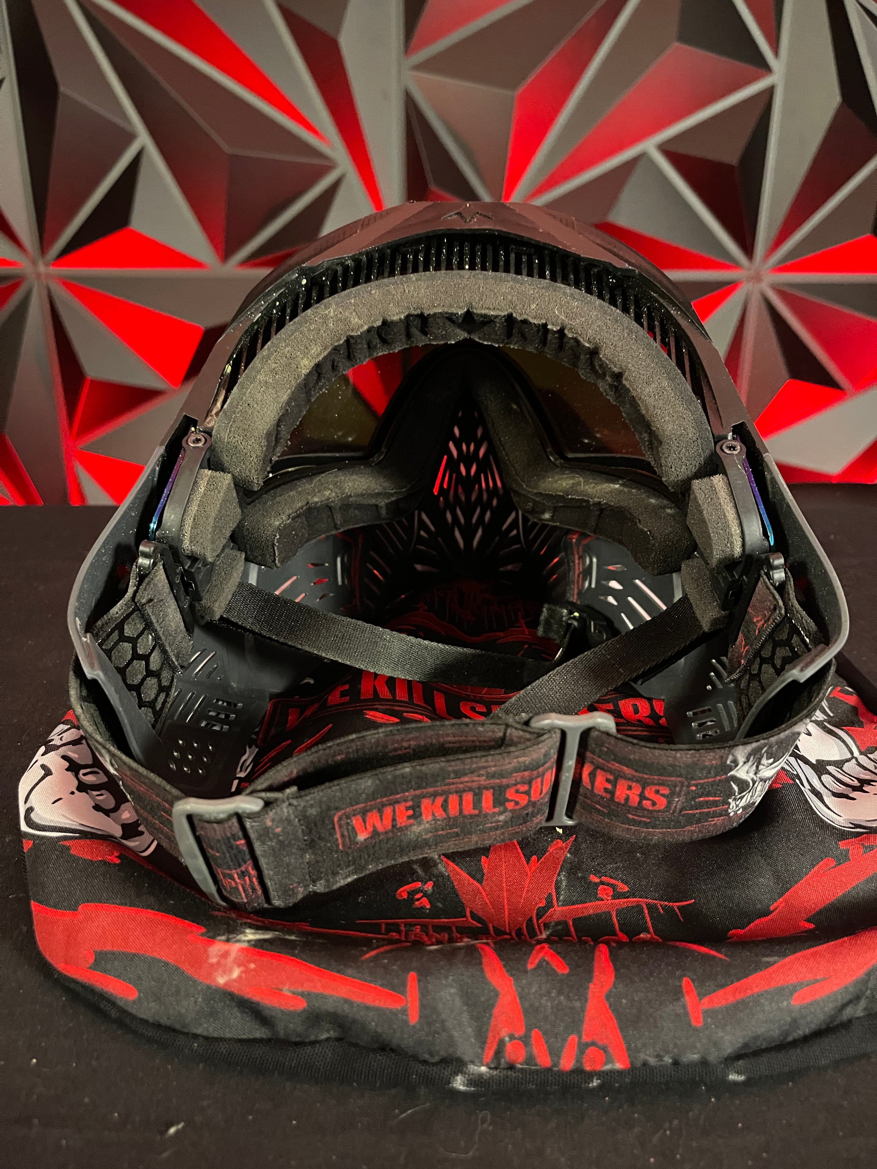 Used Bunker Kings CMD Paintball Mask Black Demon w/ BNKR Kings Soft