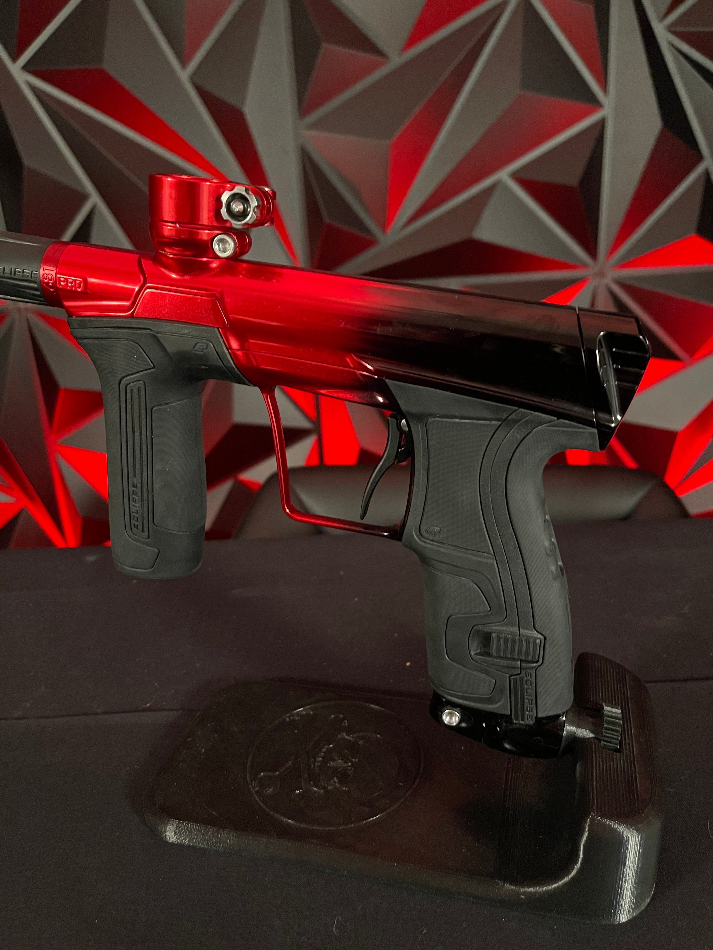 Used Planet Eclipse CS2 Pro Paintball Gun - Polished Black/Polished Red w/Dust Red FL Barrel, Full FL Kit, & Black Scythe Trigger