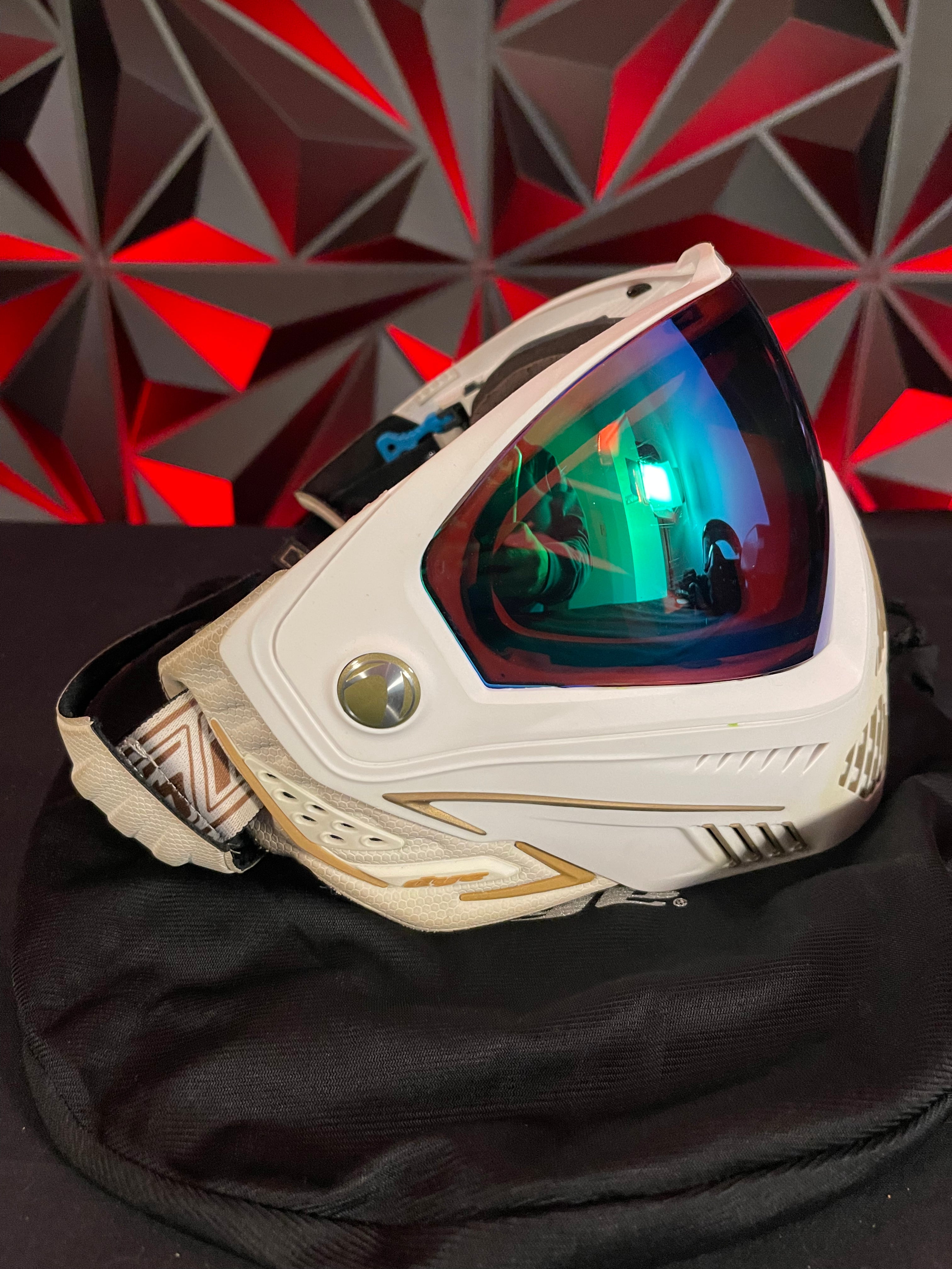 Used Dye I5 Paintball Goggle - White / Gold w/ Soft Goggle Bag