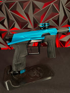 Used Planet Eclipse Geo 4 Paintball Gun - Teal/Black w/Infamous Deuce Trigger & 3 FL Backs