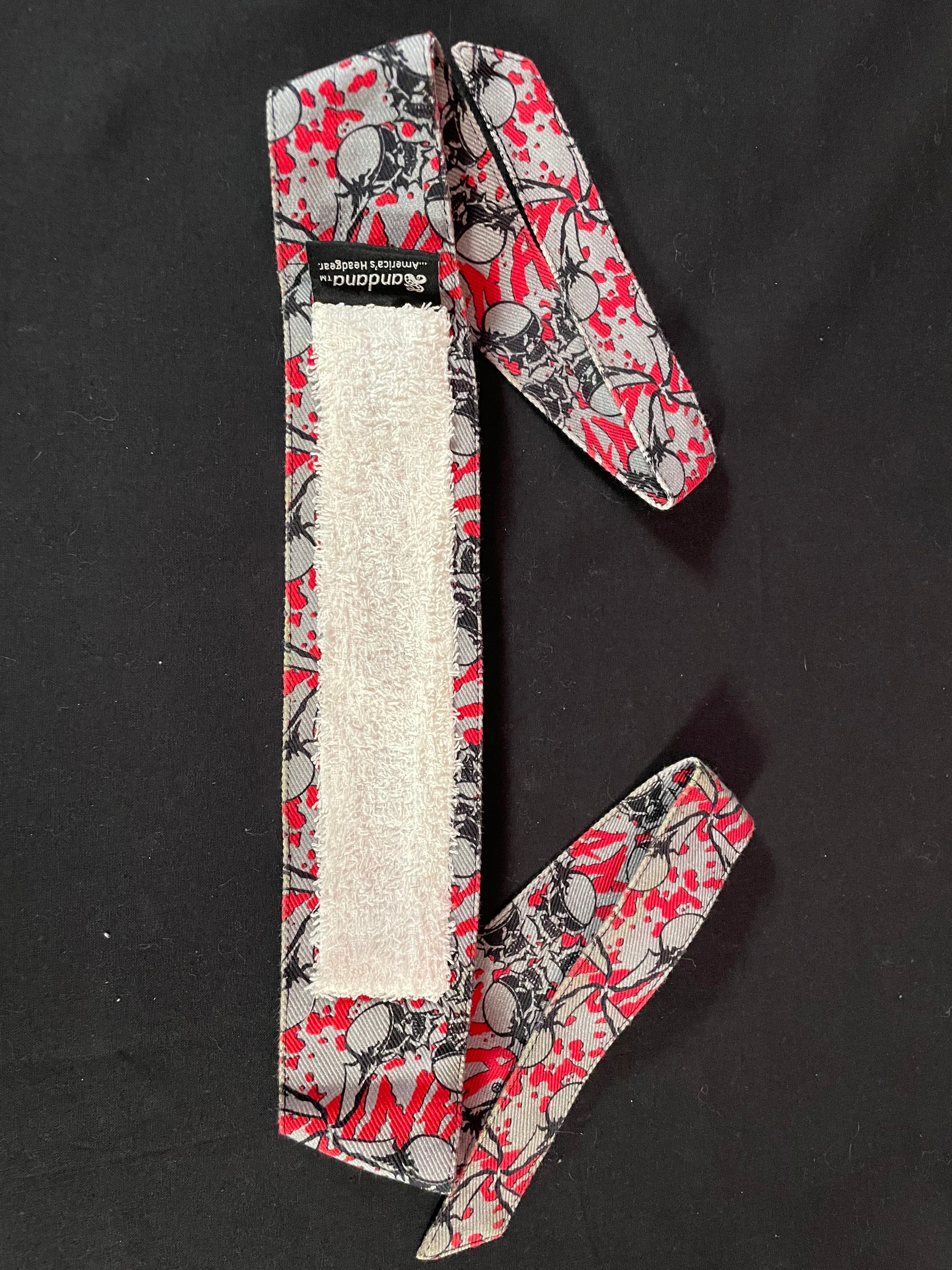 Used Sandana "Flying Skulls" Headband - Grey/Red