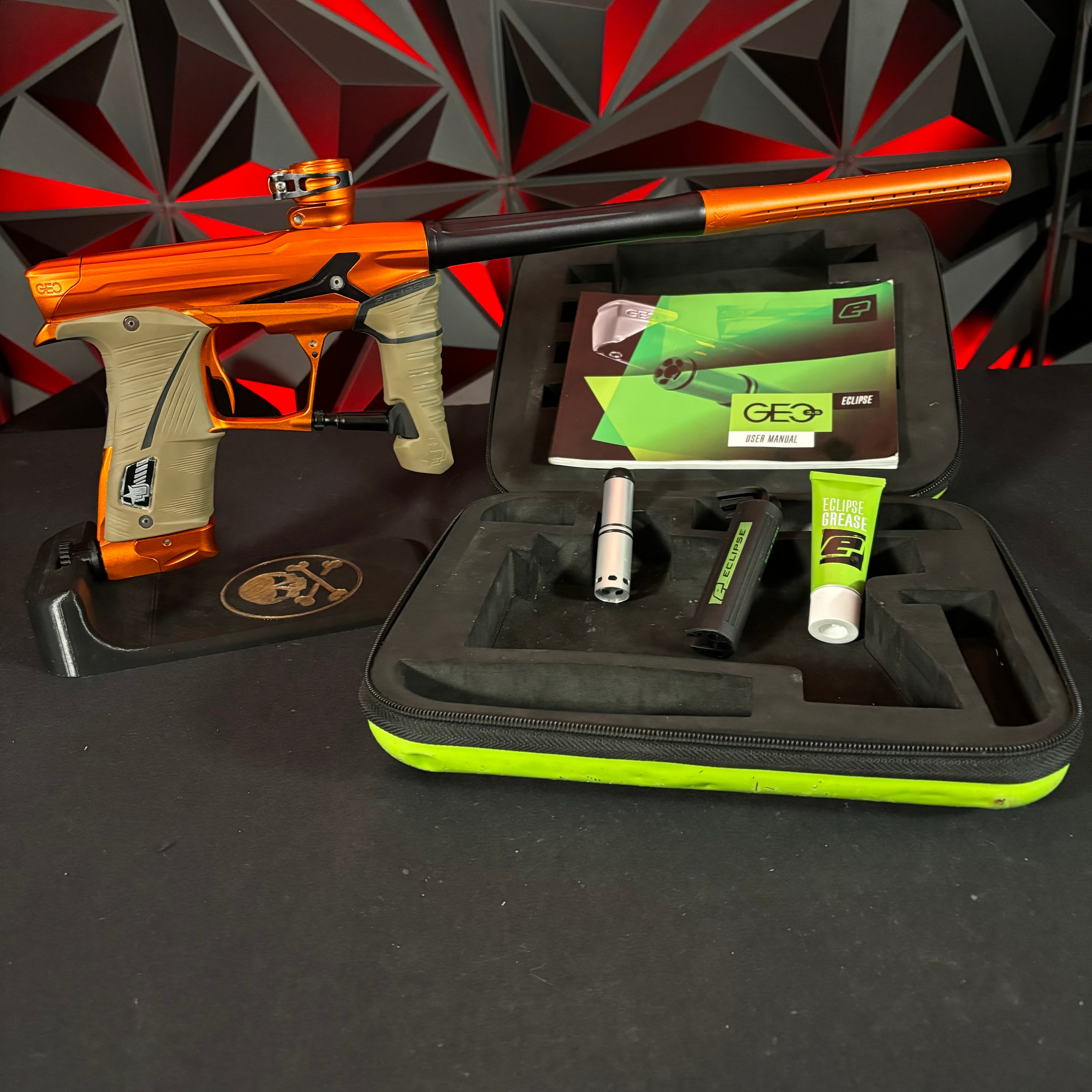Used Planet Eclipse Geo 3.5 Paintball Gun - Orange/Black w/FDE Grips,