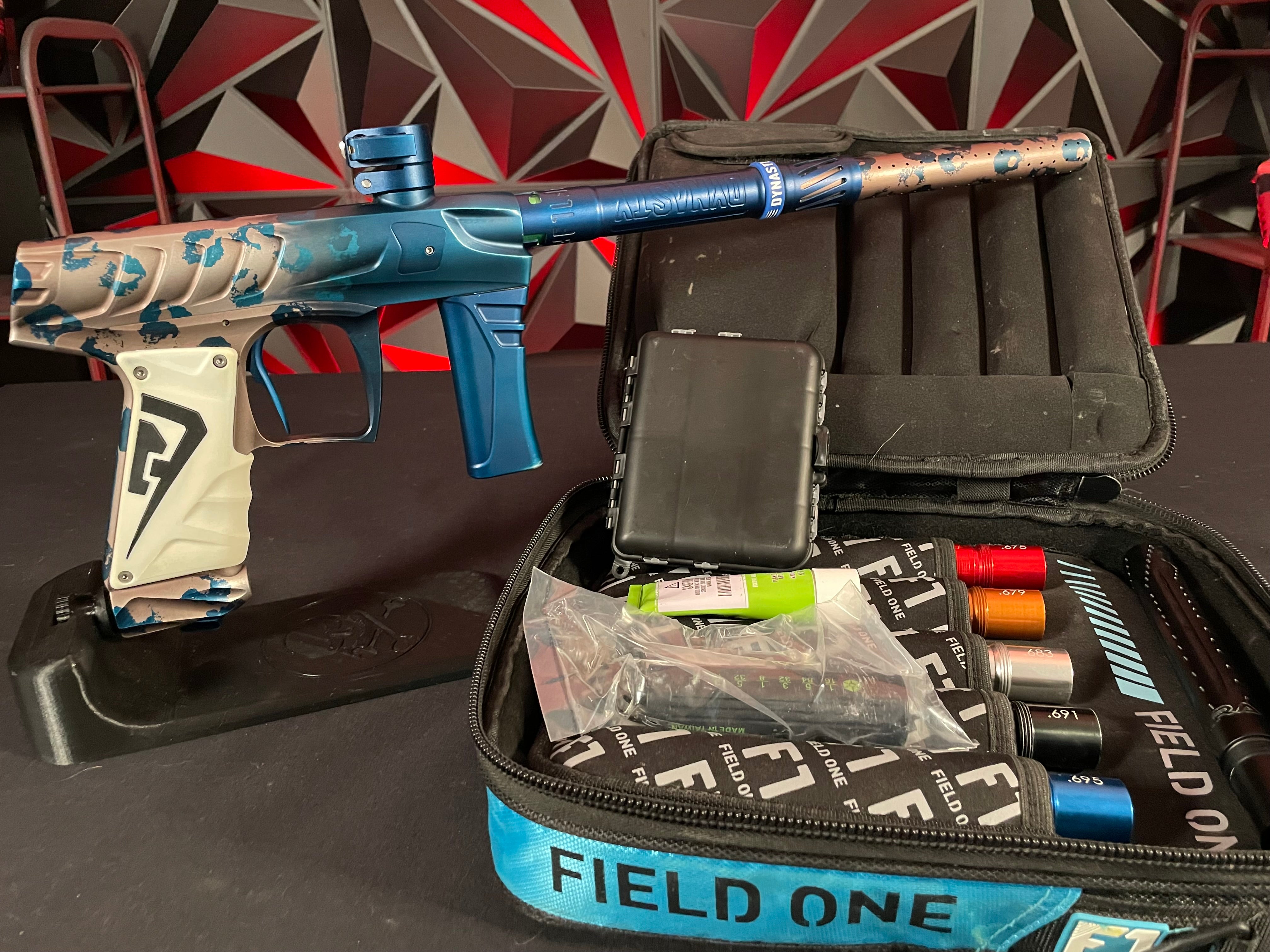 Field One Force Paintball Gun - Blake Yarber Blue Leopard Signature Series w/ Full Acculock Barrel Insert Kit (6 Inserts)