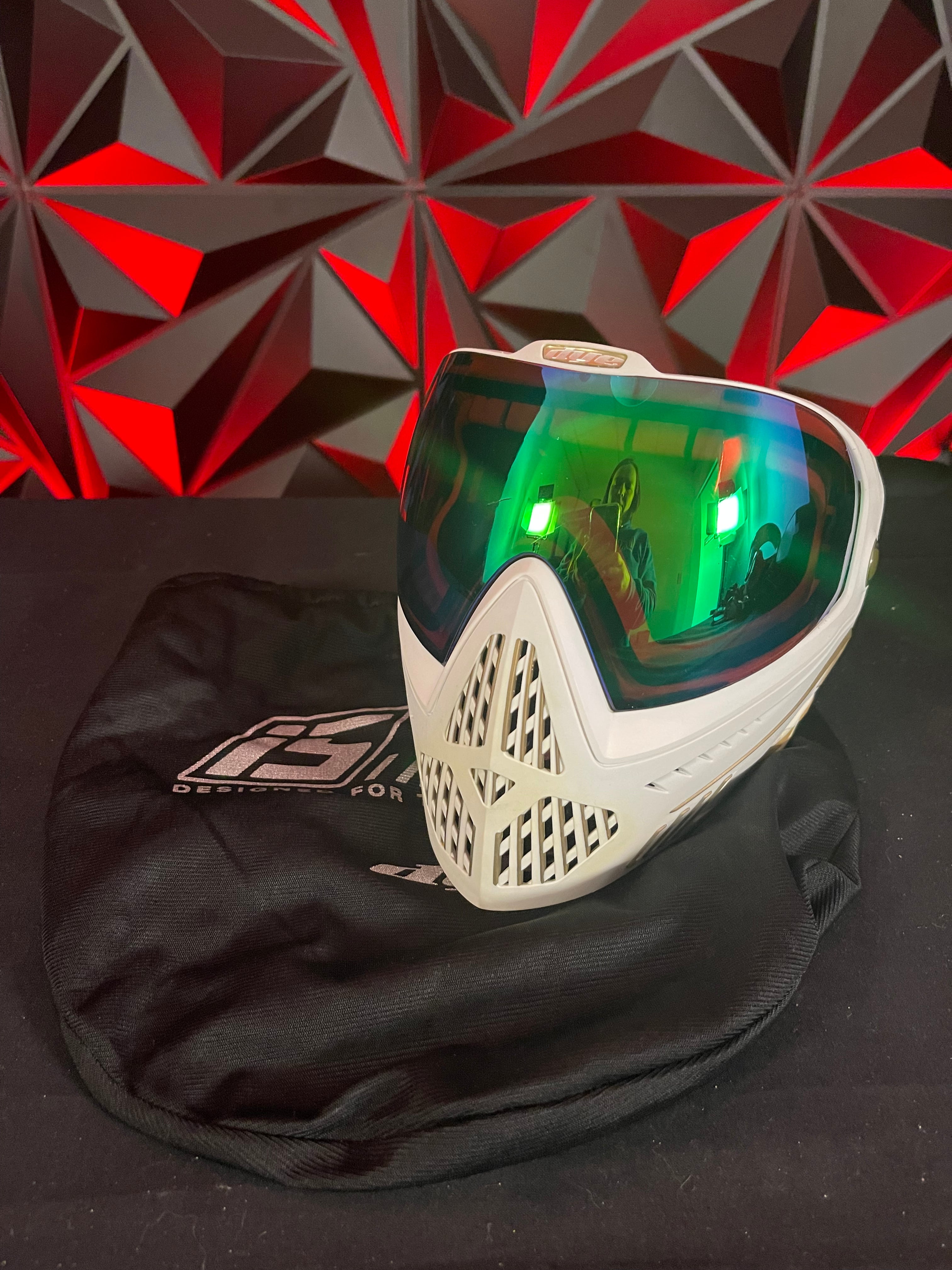 Used Dye I5 Paintball Goggle White / Gold w/ Soft Goggle Bag