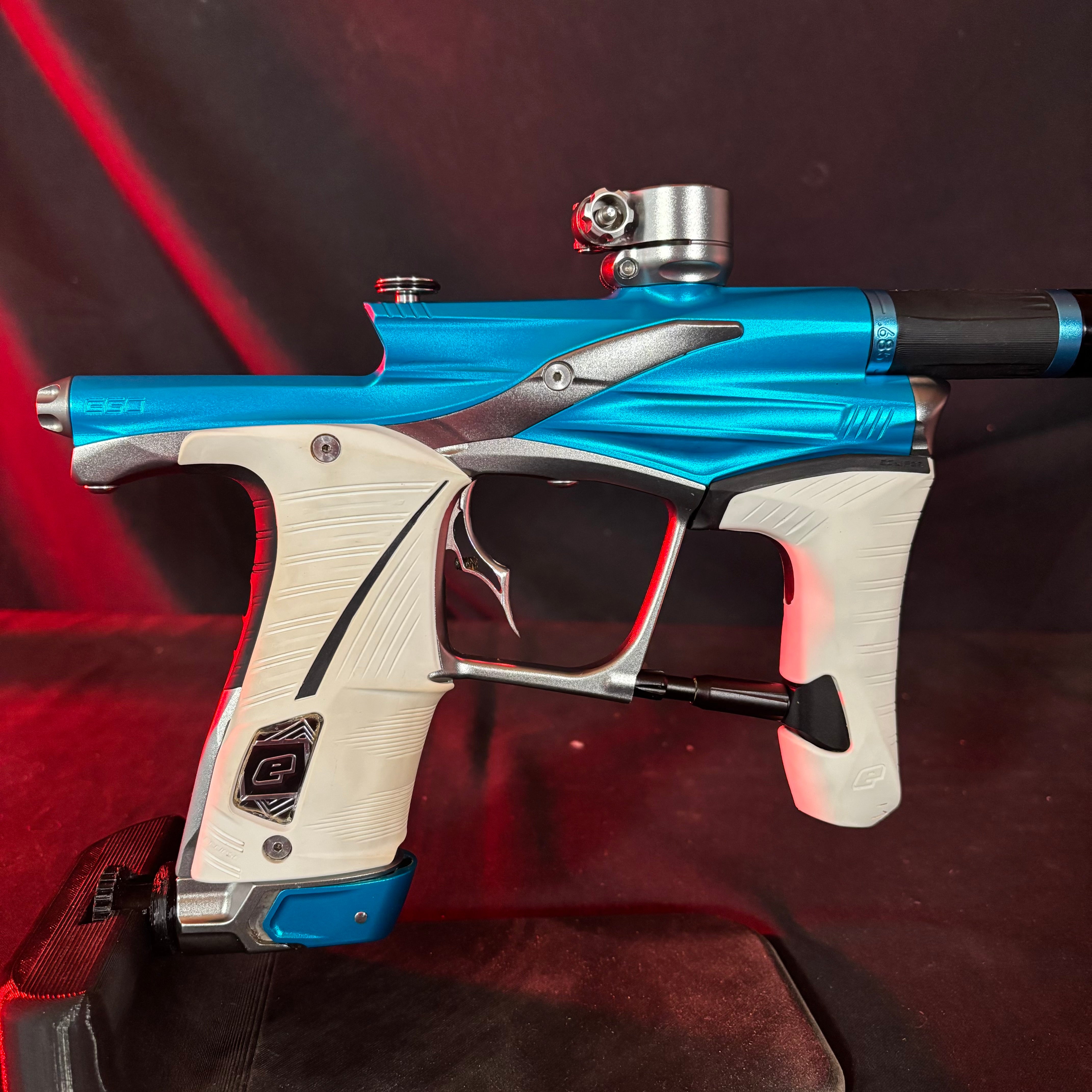 Used Planet Eclipse LV1.6 Paintball Gun - Teal/Pewter w/ White Grips
