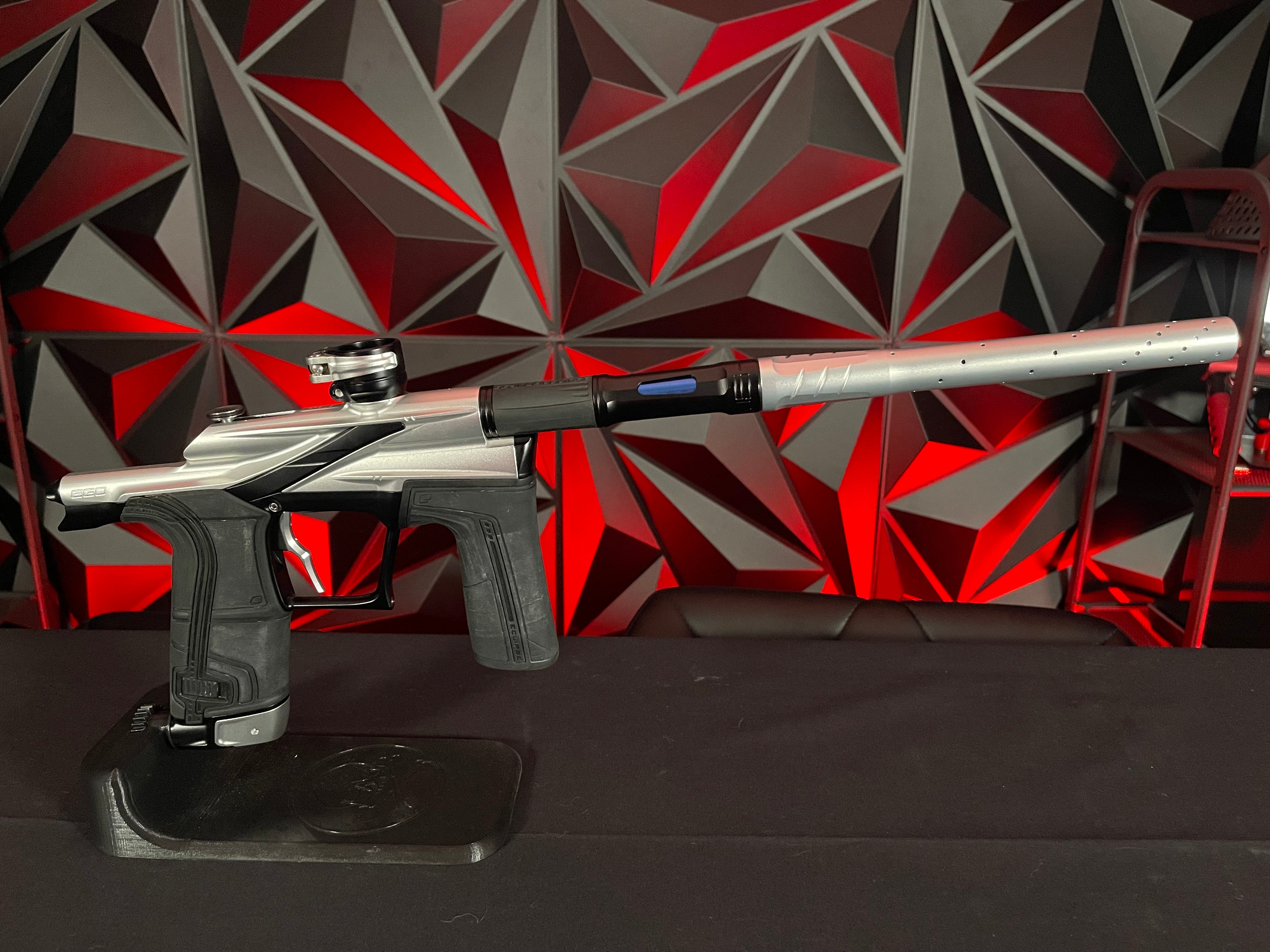 Used Planet Eclipse LV2 Paintball Gun - Silver/Black w/ Infamous Deuce & 2 PWR Inserts