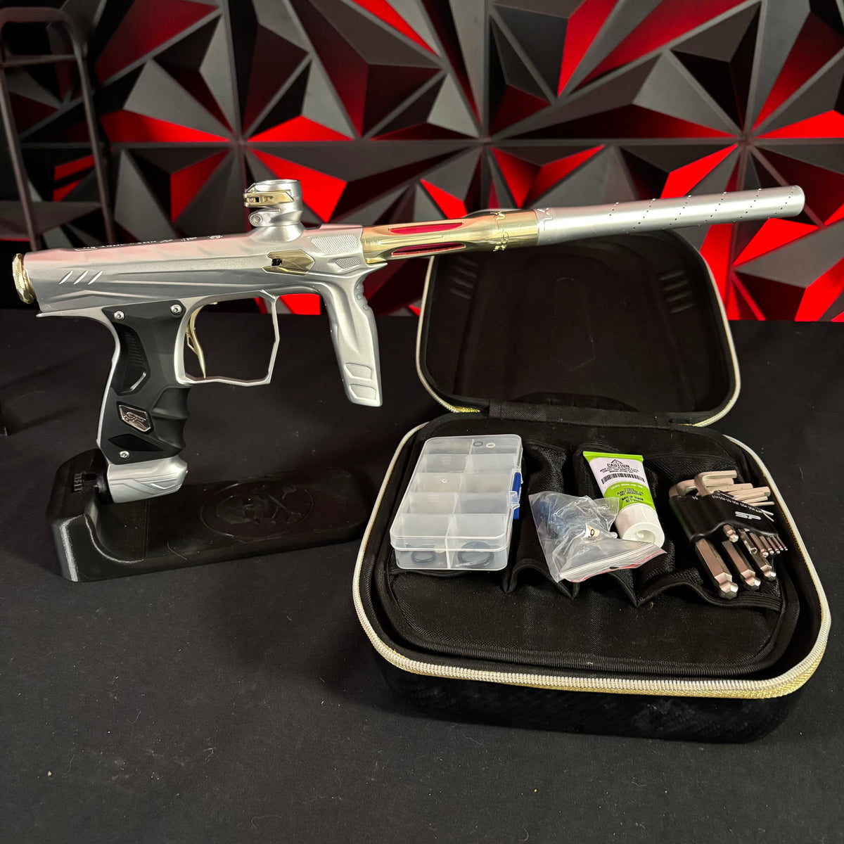 Used HK Army Shocker Amp Paintball Gun - Silver/ Gold