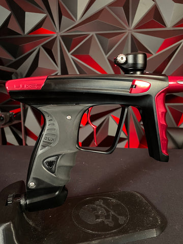 Used DLX Luxe X Paintball Gun - Dust Black / Gloss Red w/ Infamous Deuce Trigger