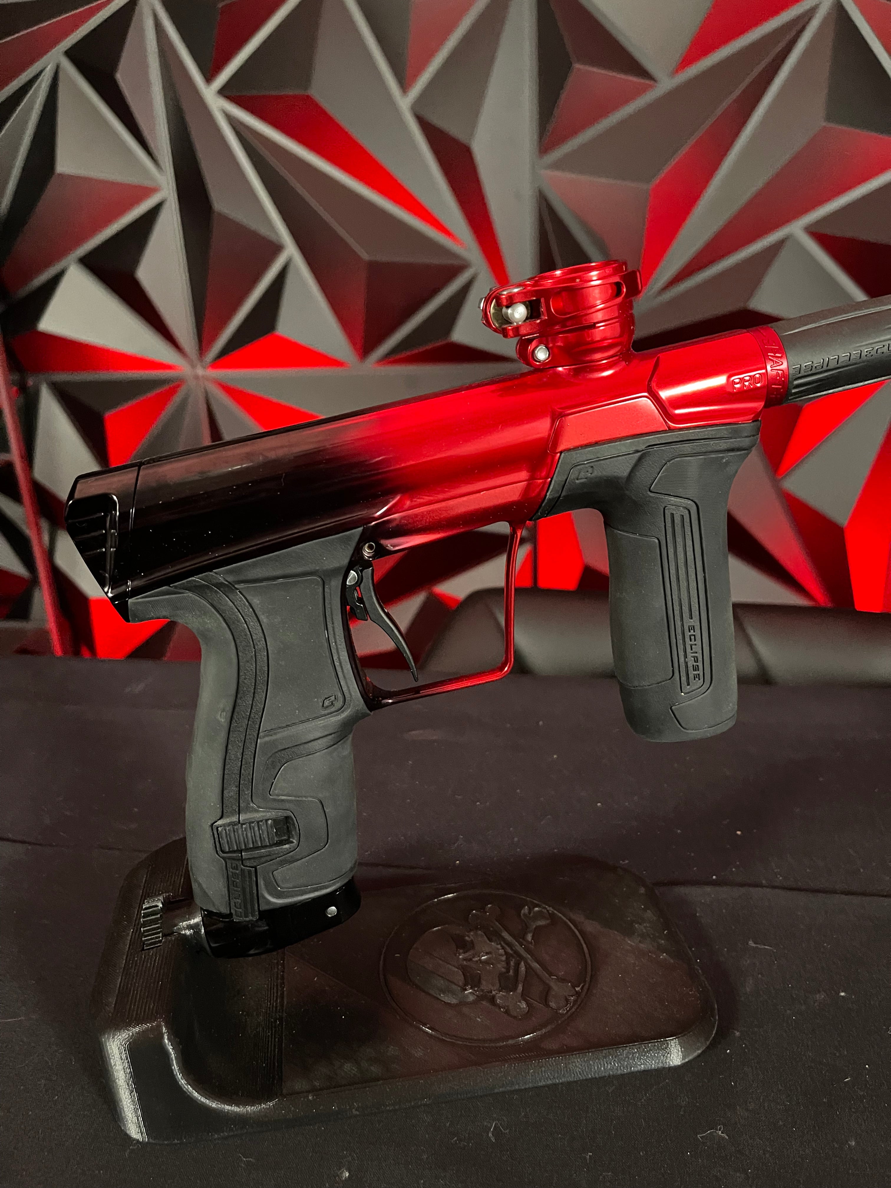 Used Planet Eclipse CS2 Pro Paintball Gun - Polished Black/Polished Red w/Dust Red FL Barrel, Full FL Kit, & Black Scythe Trigger