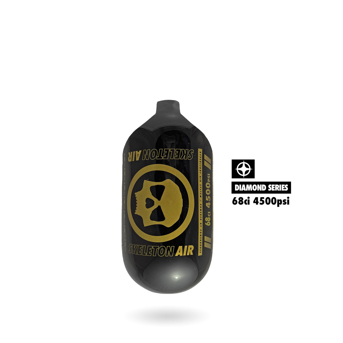 Infamous "DIAMOND SERIES" SKELETON AIR HYPERLIGHT AIR TANK - BOTTLE ONLY - 68/4500 Black/Gold