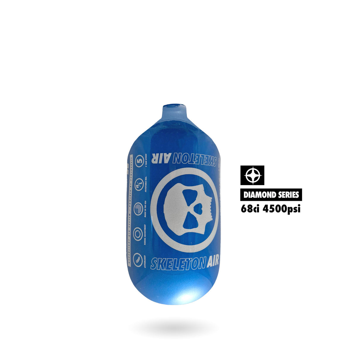 Infamous "DIAMOND SERIES" SKELETON AIR HYPERLIGHT AIR TANK - BOTTLE ONLY - 68/4500 Blue/White