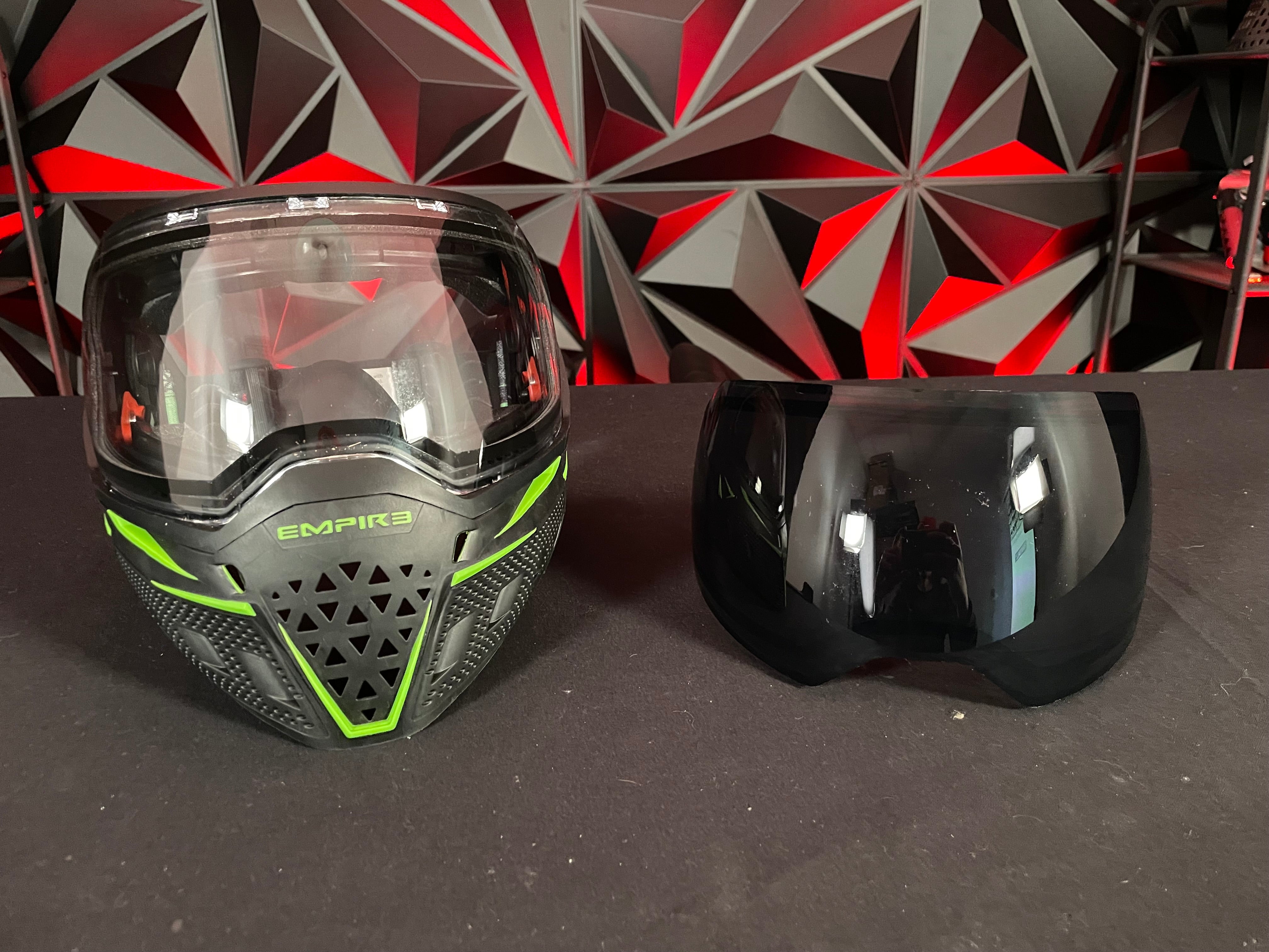 Used Empire EVS Paintball Mask - Black/Green w/ 2 lenses