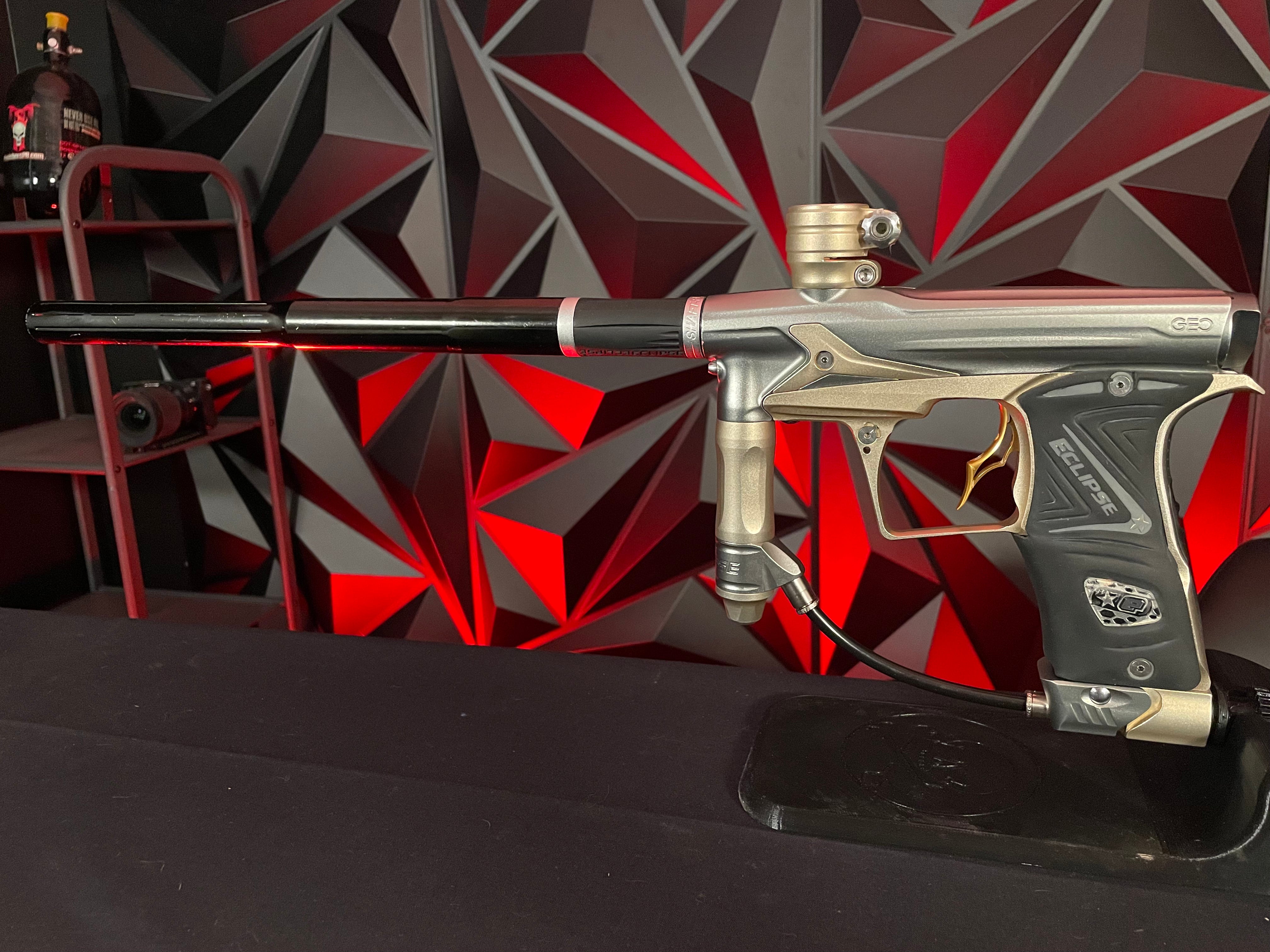 Used Eclipse Geo 3 Paintball Gun Grey/Gold w/ Black Pro DNA B