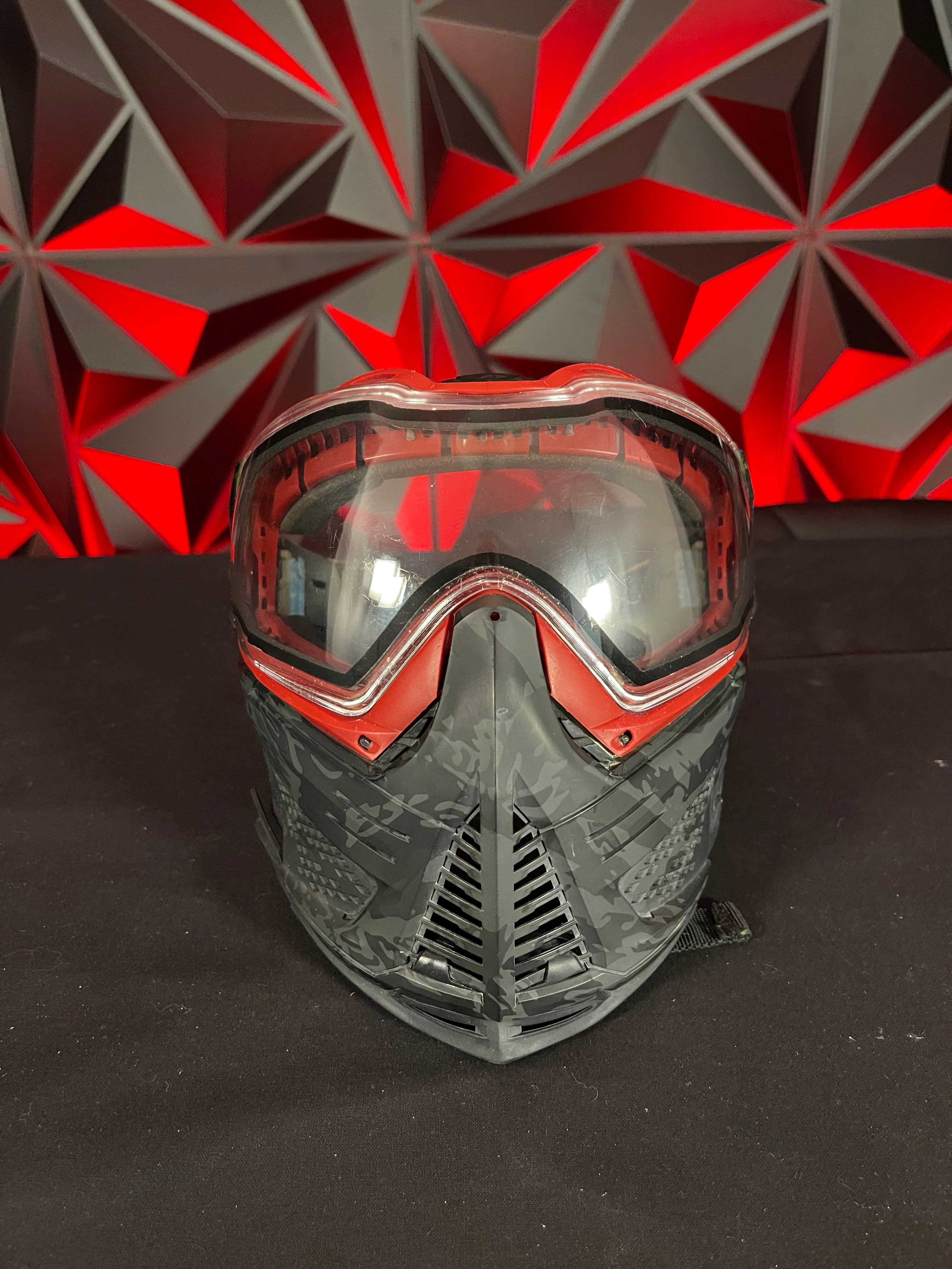 Used Push Unite Paintball Mask - Black Camo/Red Accents w/Hard Case