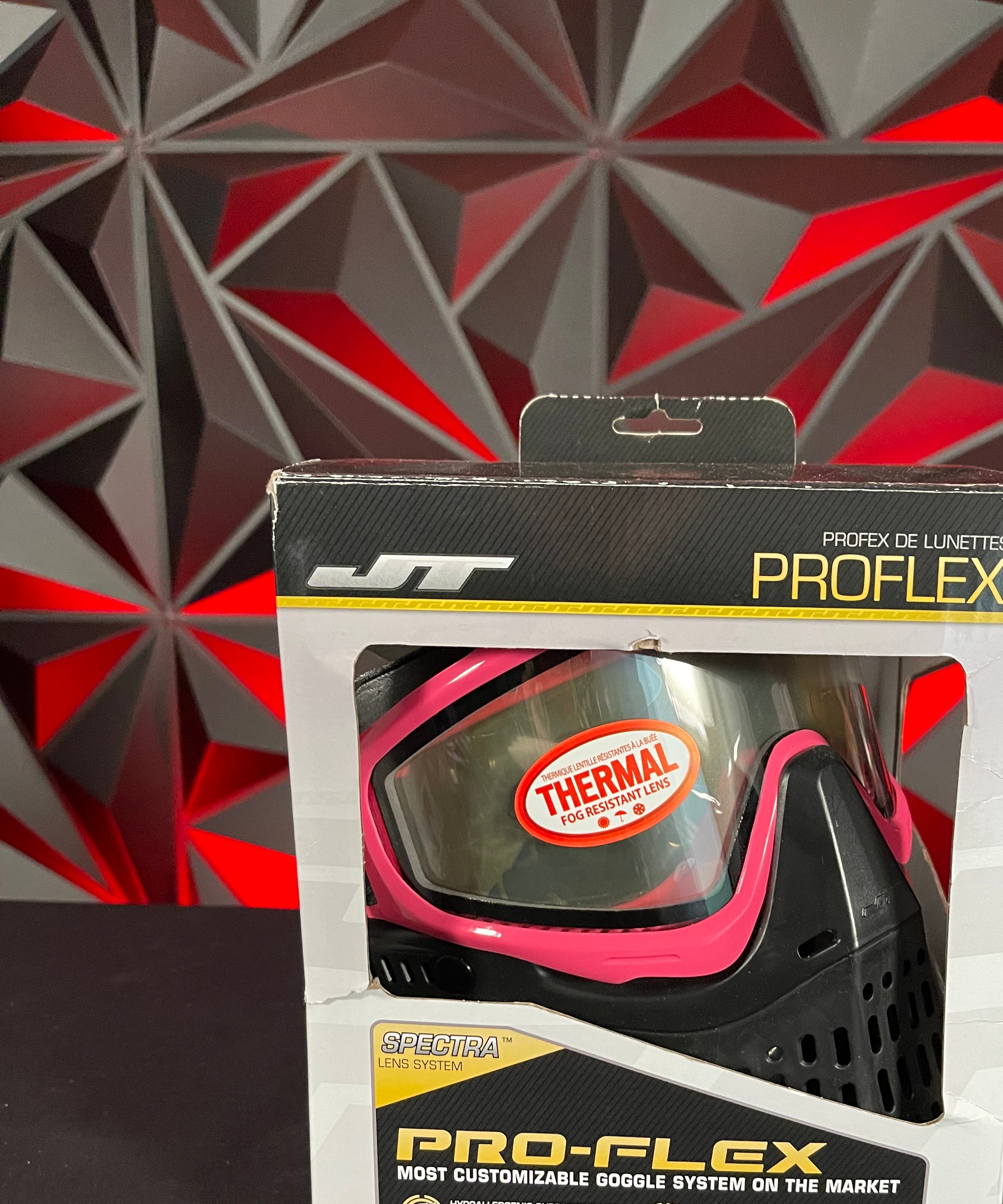 Used JT Proflex Mask - Custom Build - Black/Pink w/ 2 Lenses, Visor, Original Box & Soft Goggle Bag