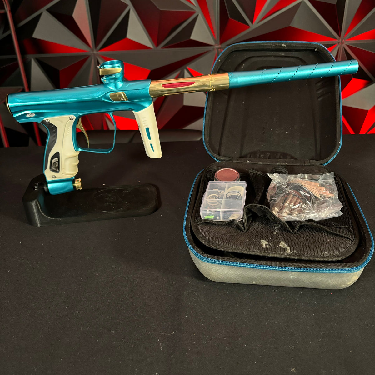 Used Shocker XLS Paintball Gun - Teal/Gold