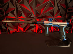 Used Planet Eclipse CS2 Paintball Gun - Silver/Blue w/Carbon Fiber FL Barrel, Scythe Trigger, Extra Set of Grip