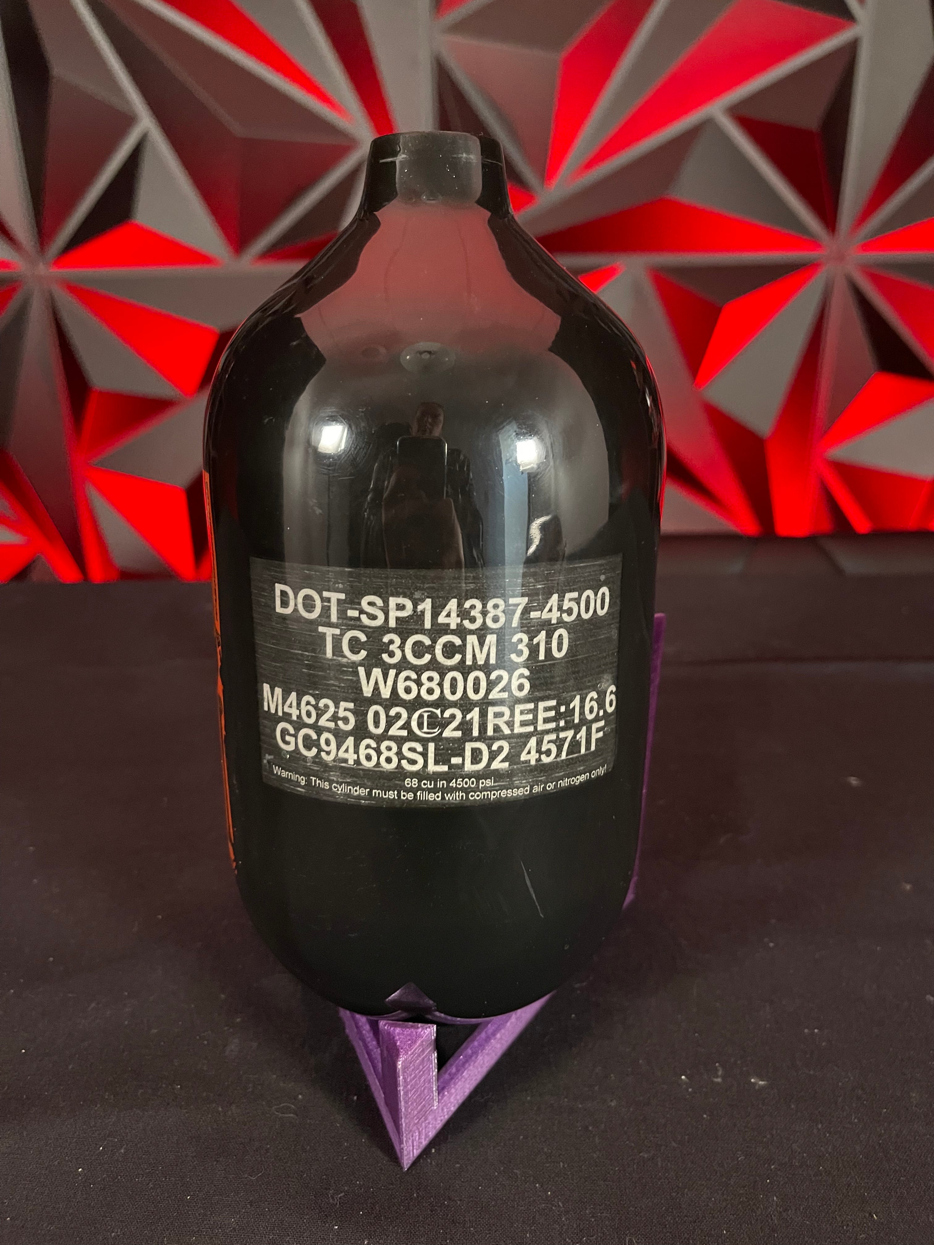 Used Infamous 68/4500 Bones Paintball Tank - BOTTLE ONLY - Black/Orange