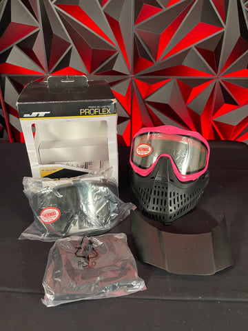 Used JT Proflex Mask - Custom Build - Black/Pink w/ 2 Lenses, Visor, Original Box & Soft Goggle Bag