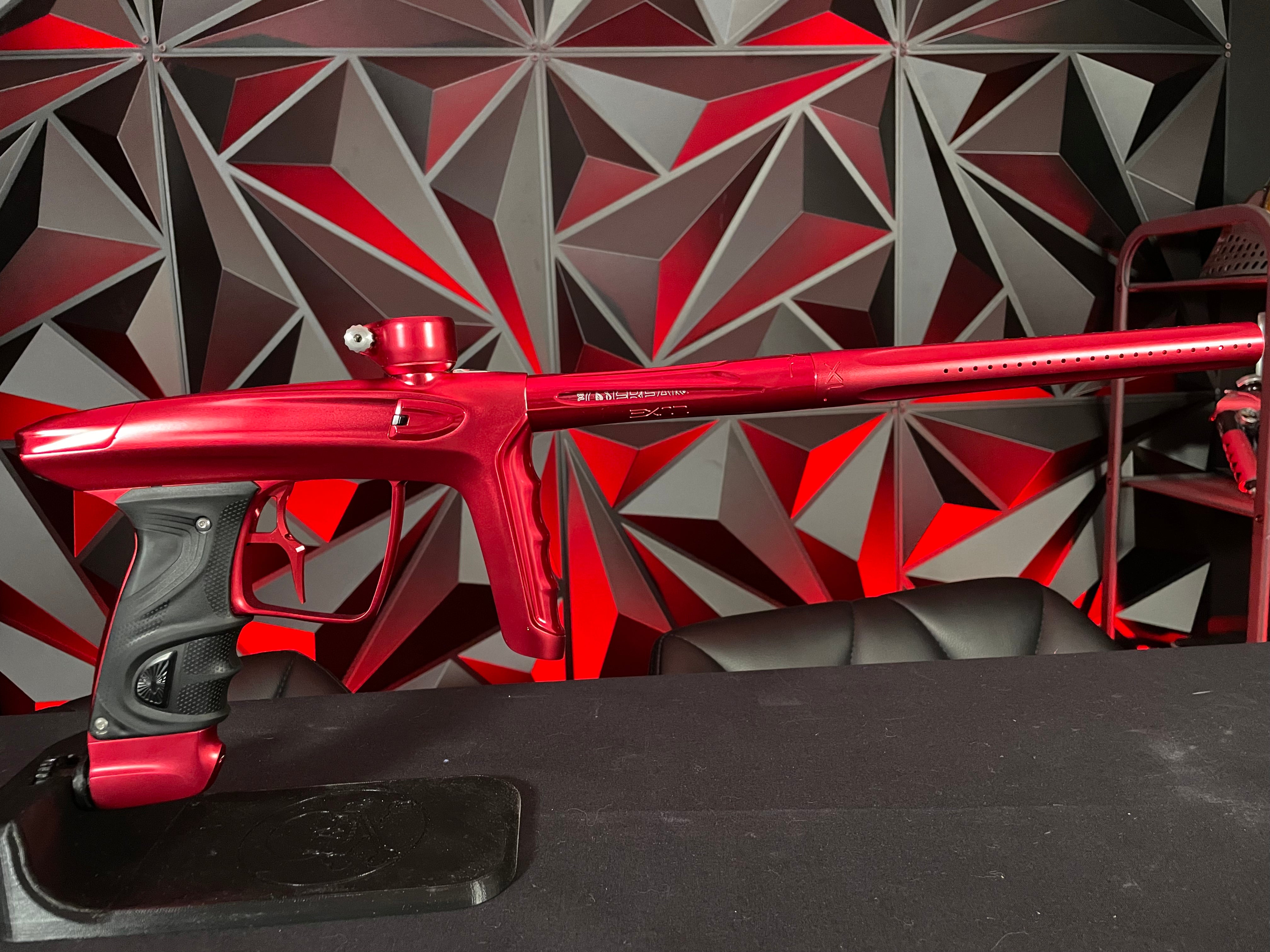 Used DLX Luxe TM40 Paintball Gun - Dust Red / Gloss Red w/Infamous Deuce Trigger