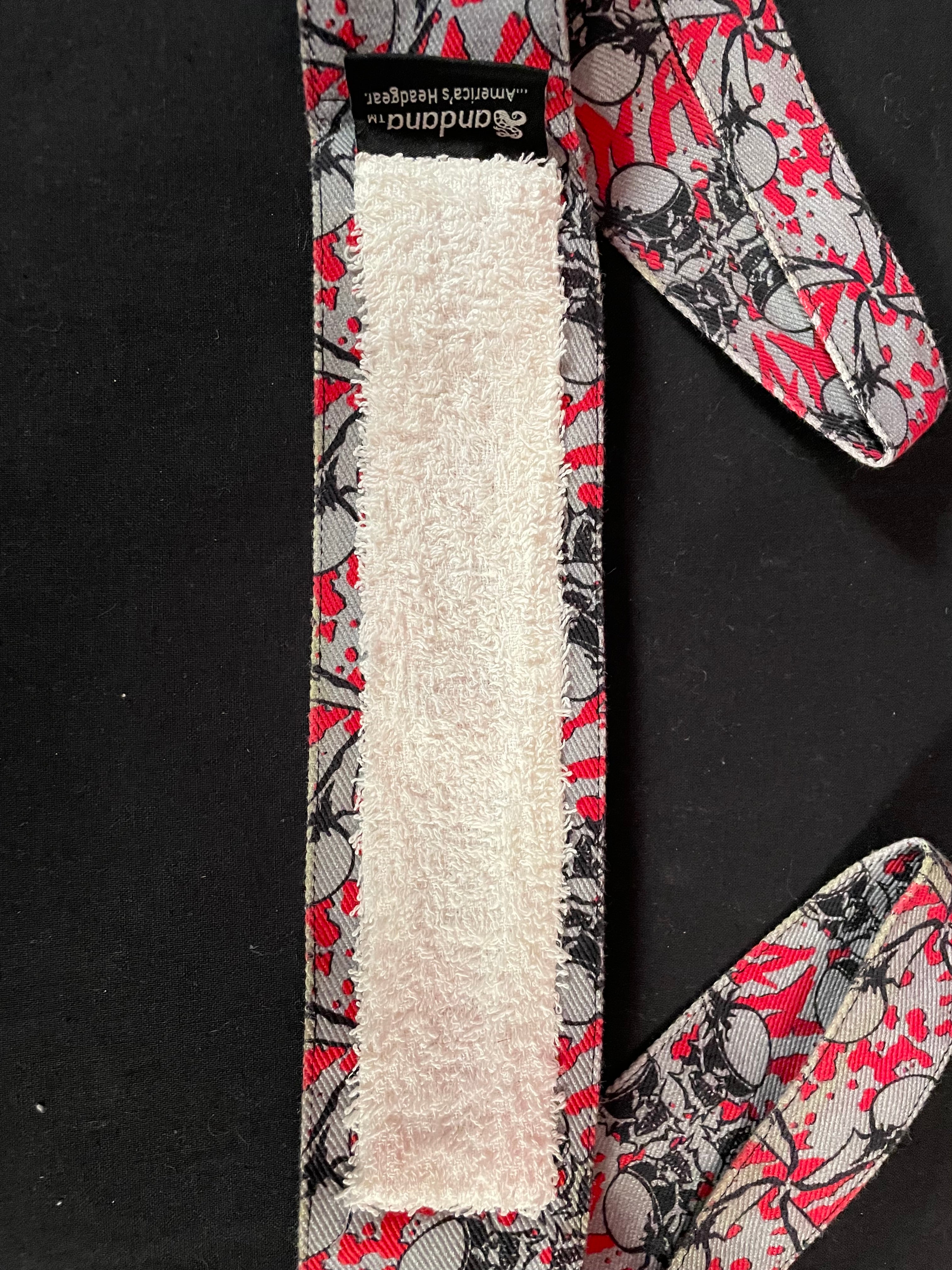 Used Sandana "Flying Skulls" Headband - Grey/Red